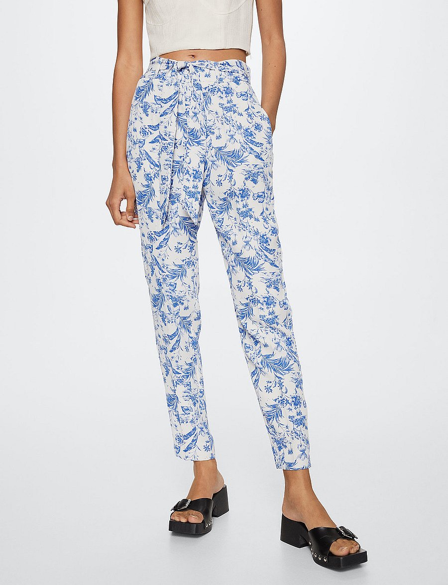 Mango - Bow printed trouser - slim fit bukser - offwhite - 0