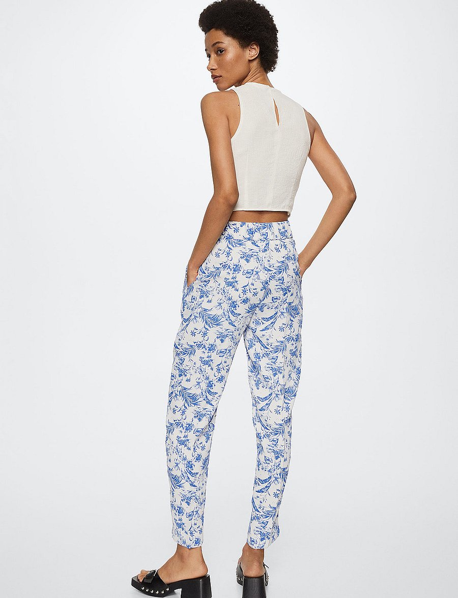 Mango - Bow printed trouser - slim fit bukser - offwhite - 3