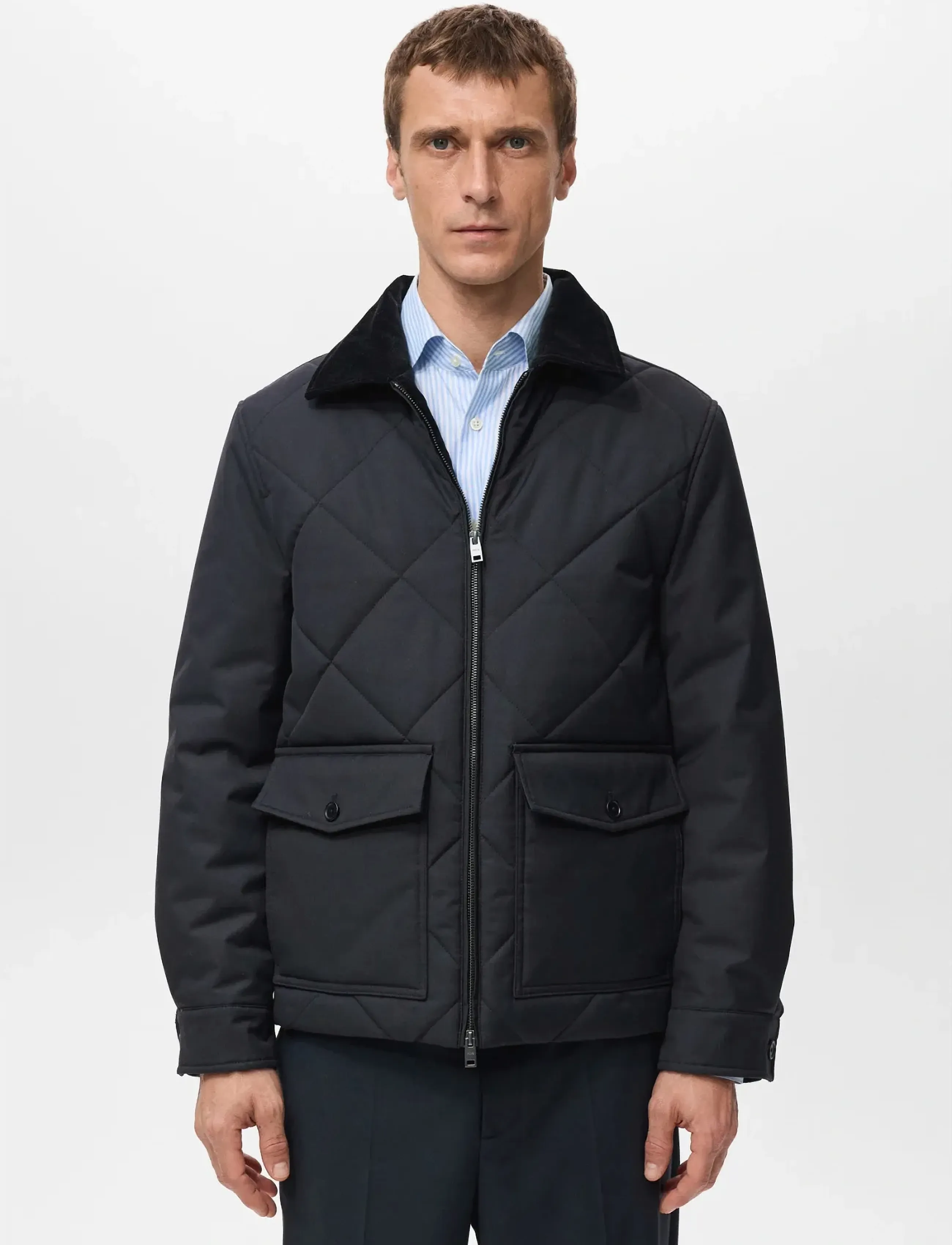 Mango Quilted Water Repellent Jacket, S, Navy, Jakker > Quiltede Jakker, Herre