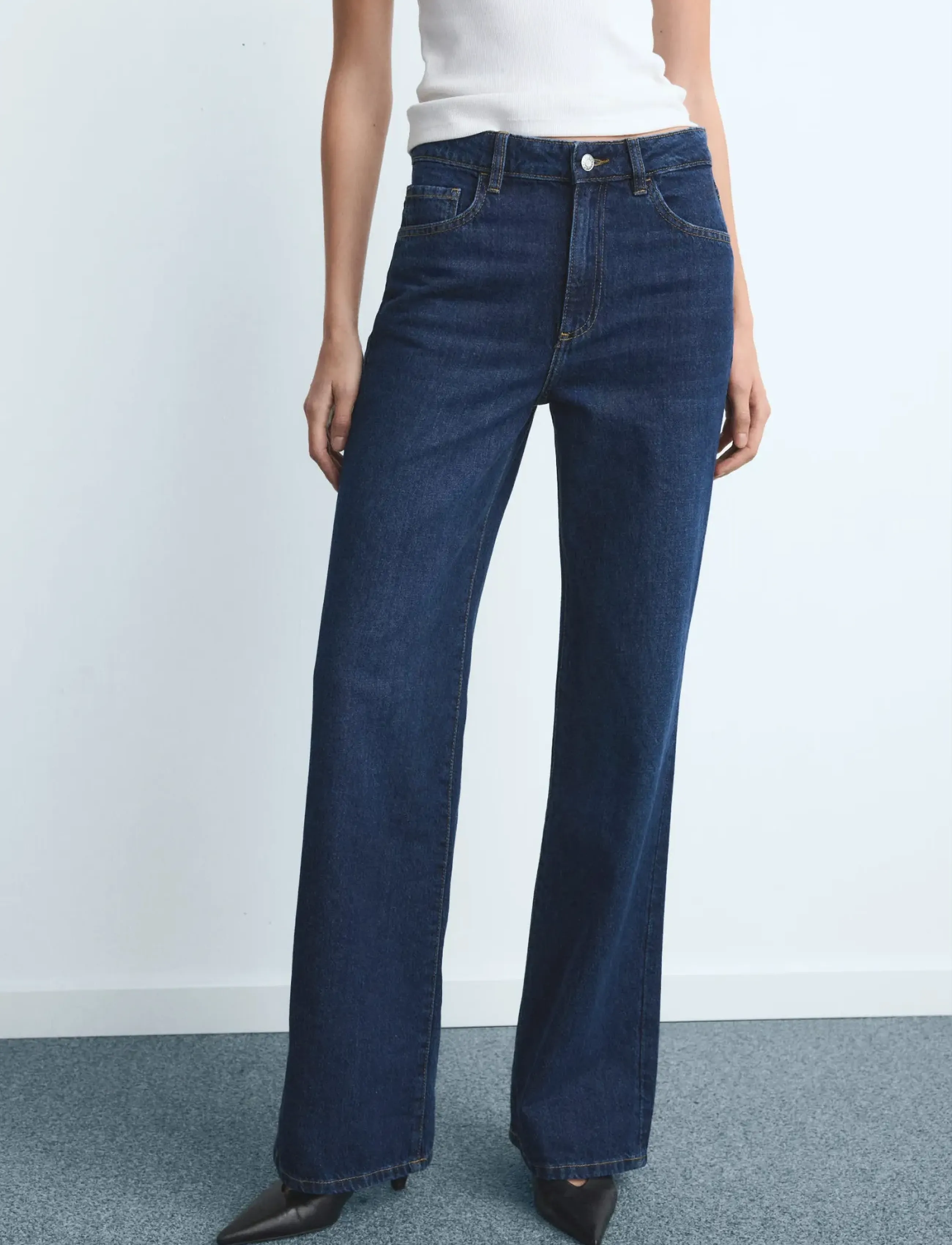 Mango - Danila high-waisted wide leg jeans - vida jeans - open blue - 0