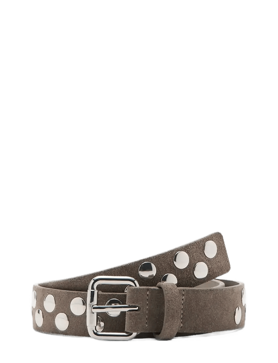 Mango - Suede belt with studs - læderbælter - medium brown - 0