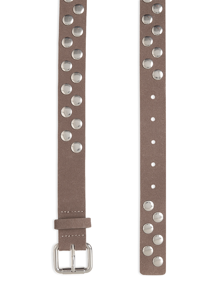 Mango - Suede belt with studs - læderbælter - medium brown - 1