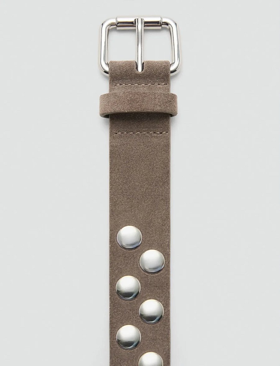 Mango - Suede belt with studs - læderbælter - medium brown - 3