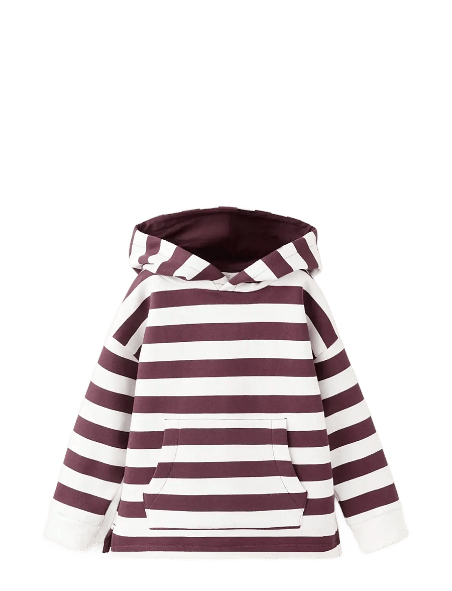 Mango - Striped hooded sweatshirt - hættetrøjer - dark red - 1