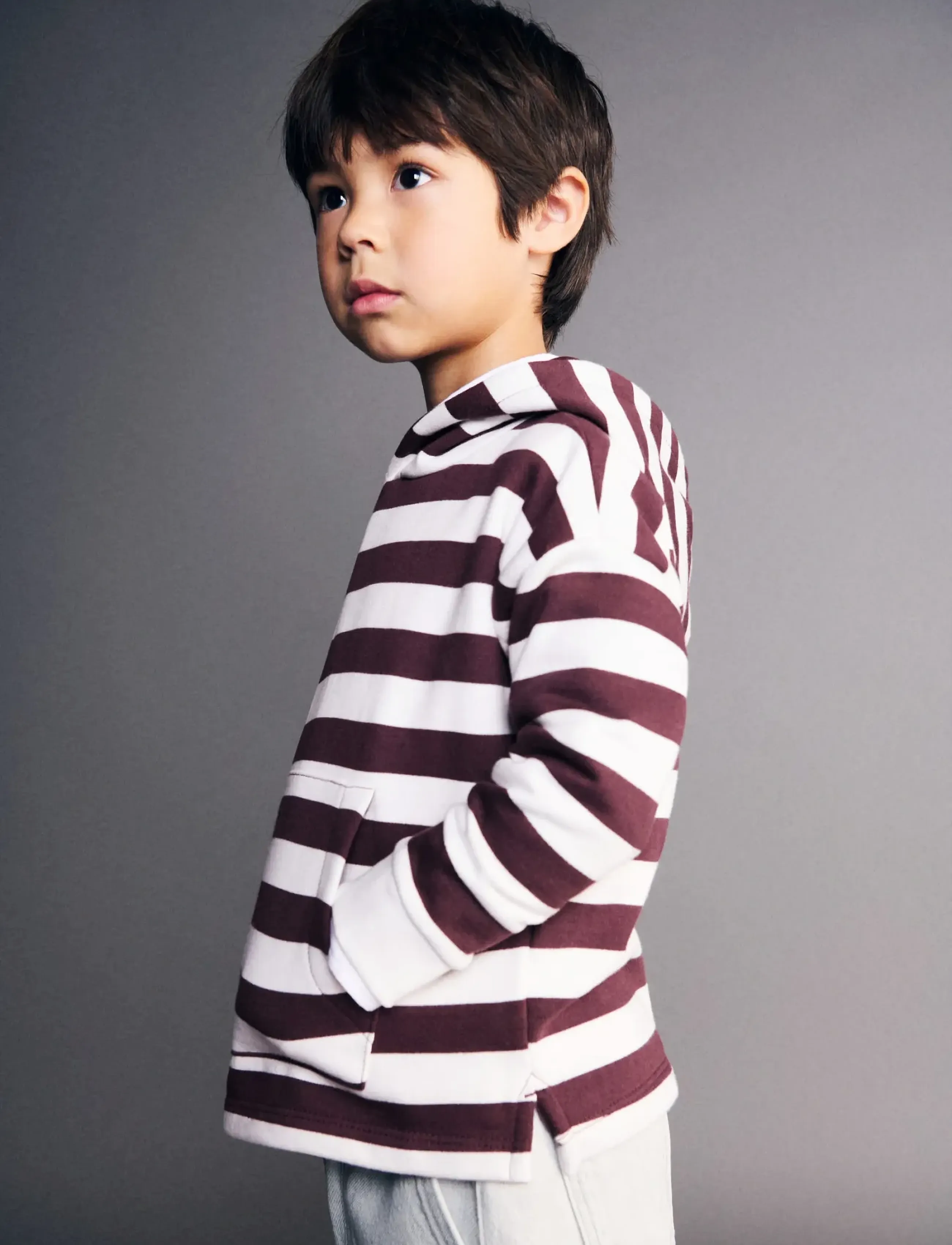 Mango Striped Hooded Sweatshirt, Børn, Stribet Hættetrøje, Bordeaux, Str: 2-3