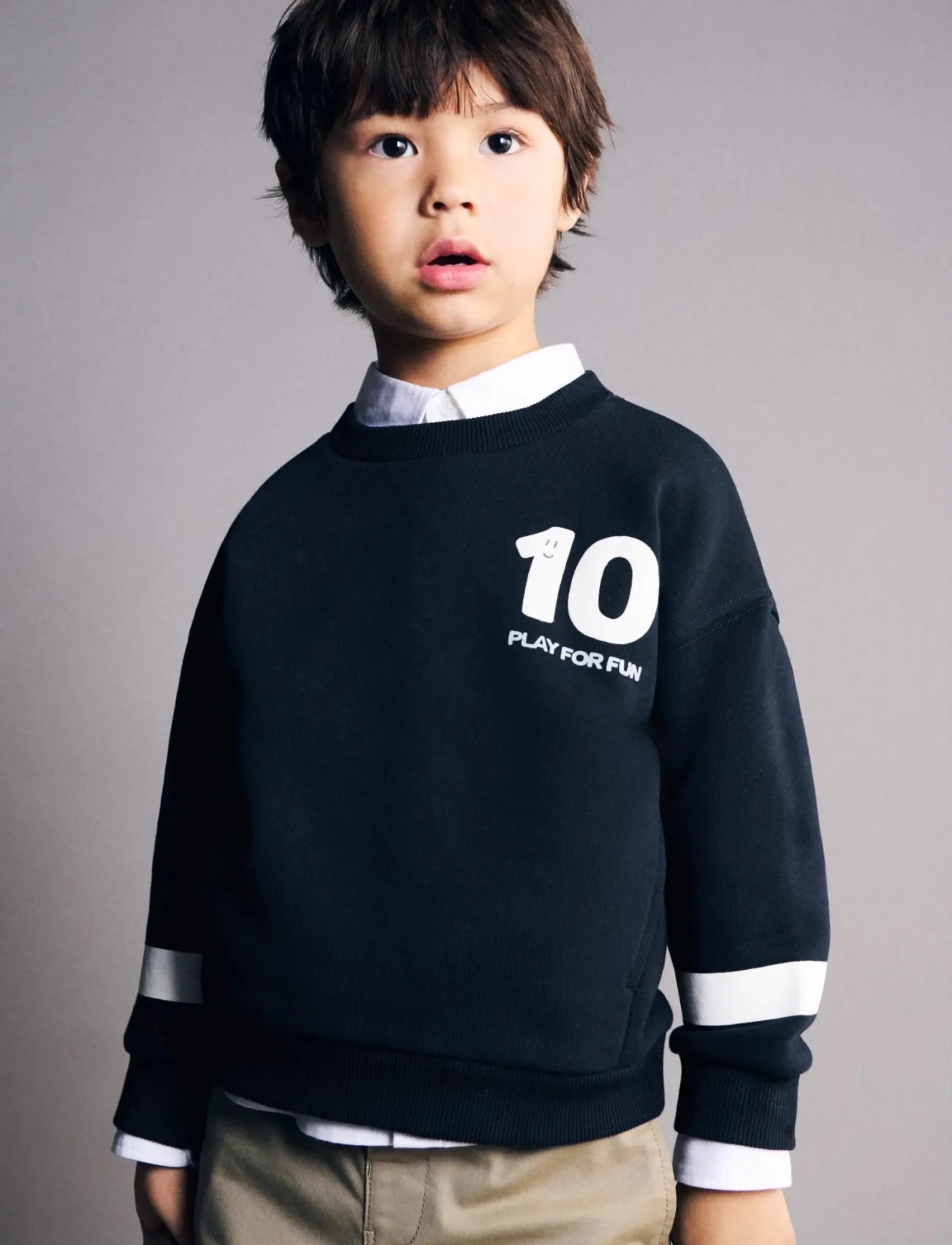 Mango Printed Cotton Sweatshirt, Børn, Printet Sweatshirt, Navy, Str: 18-24M
