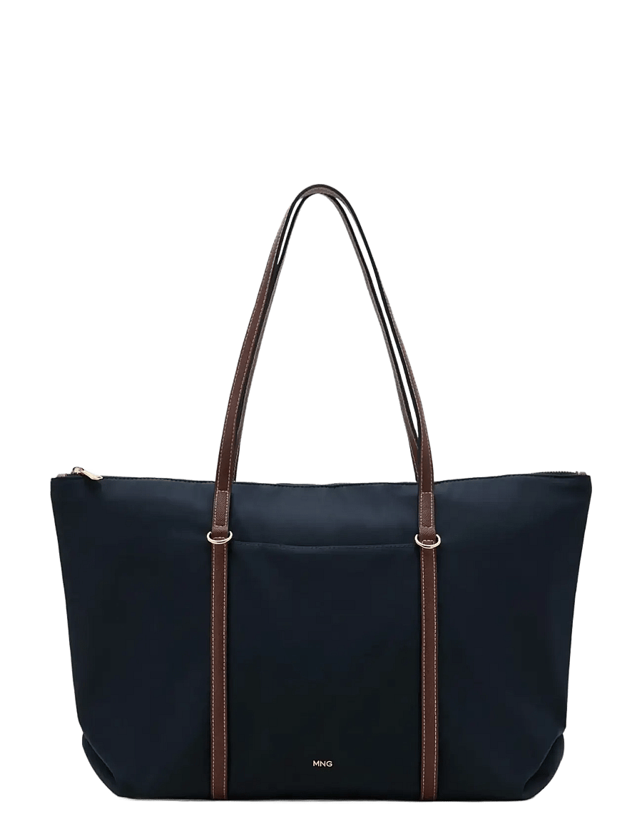 Mango - Shopper bag with double handle - navy - 0