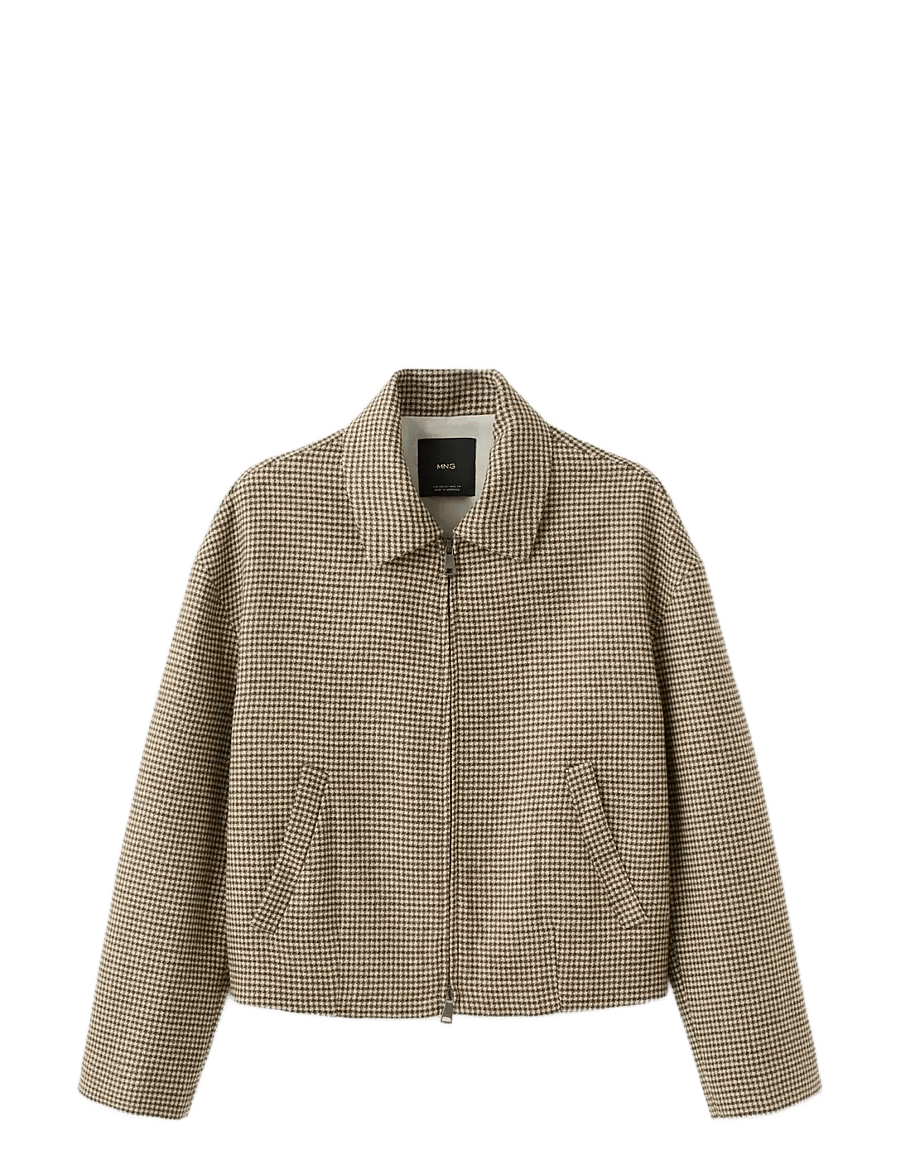 Mango - Houndstooth jacket with lapels - lette jakker - medium brown - 1