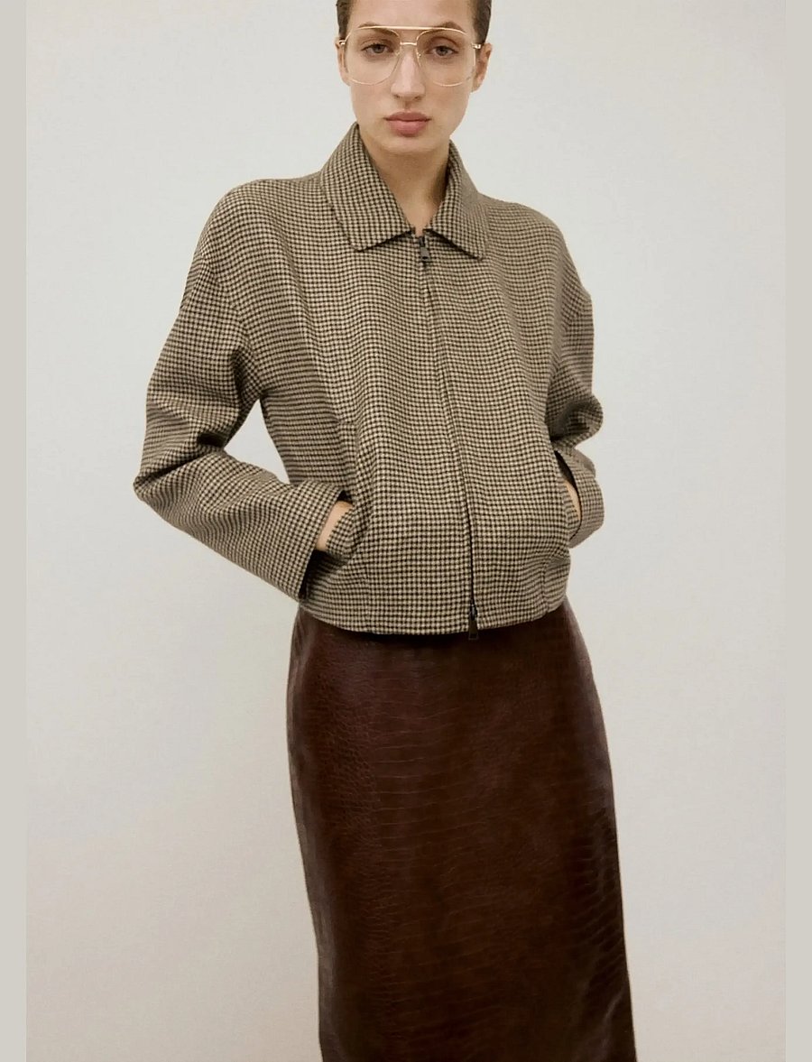 Mango - Houndstooth jacket with lapels - lette jakker - medium brown - 0