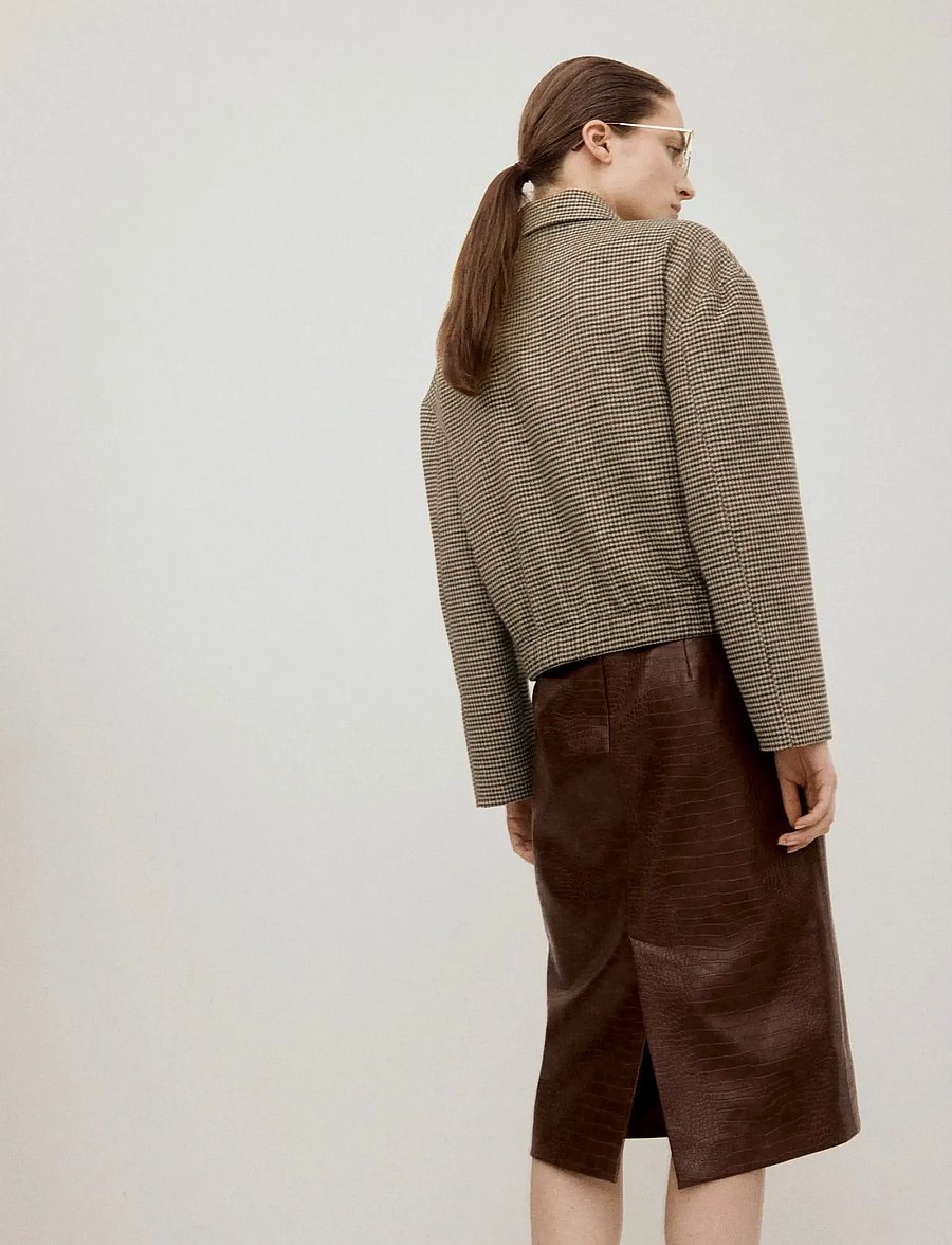 Mango - Houndstooth jacket with lapels - lette jakker - medium brown - 2