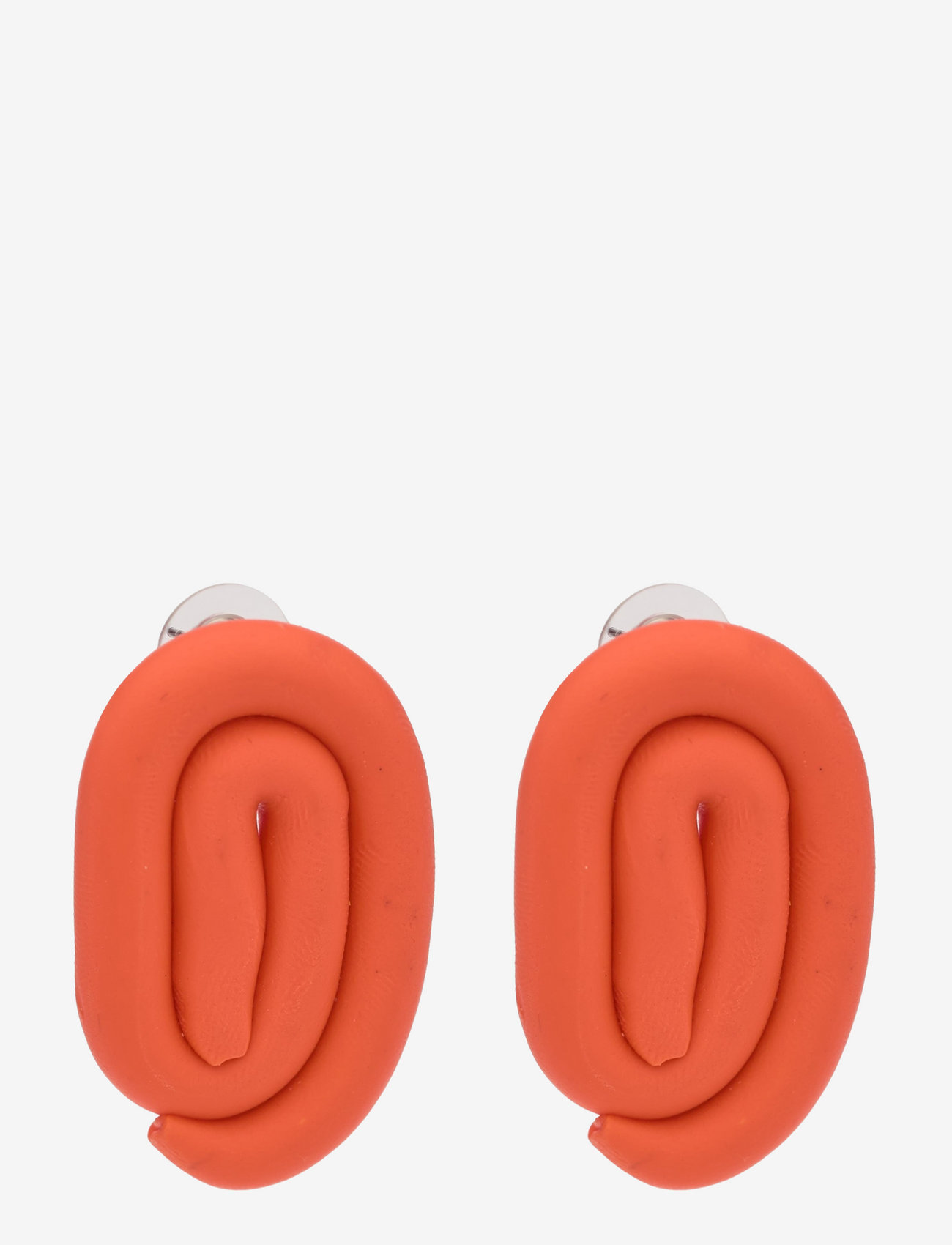 Mango - Asymmetrical clay earrings - orange - 1