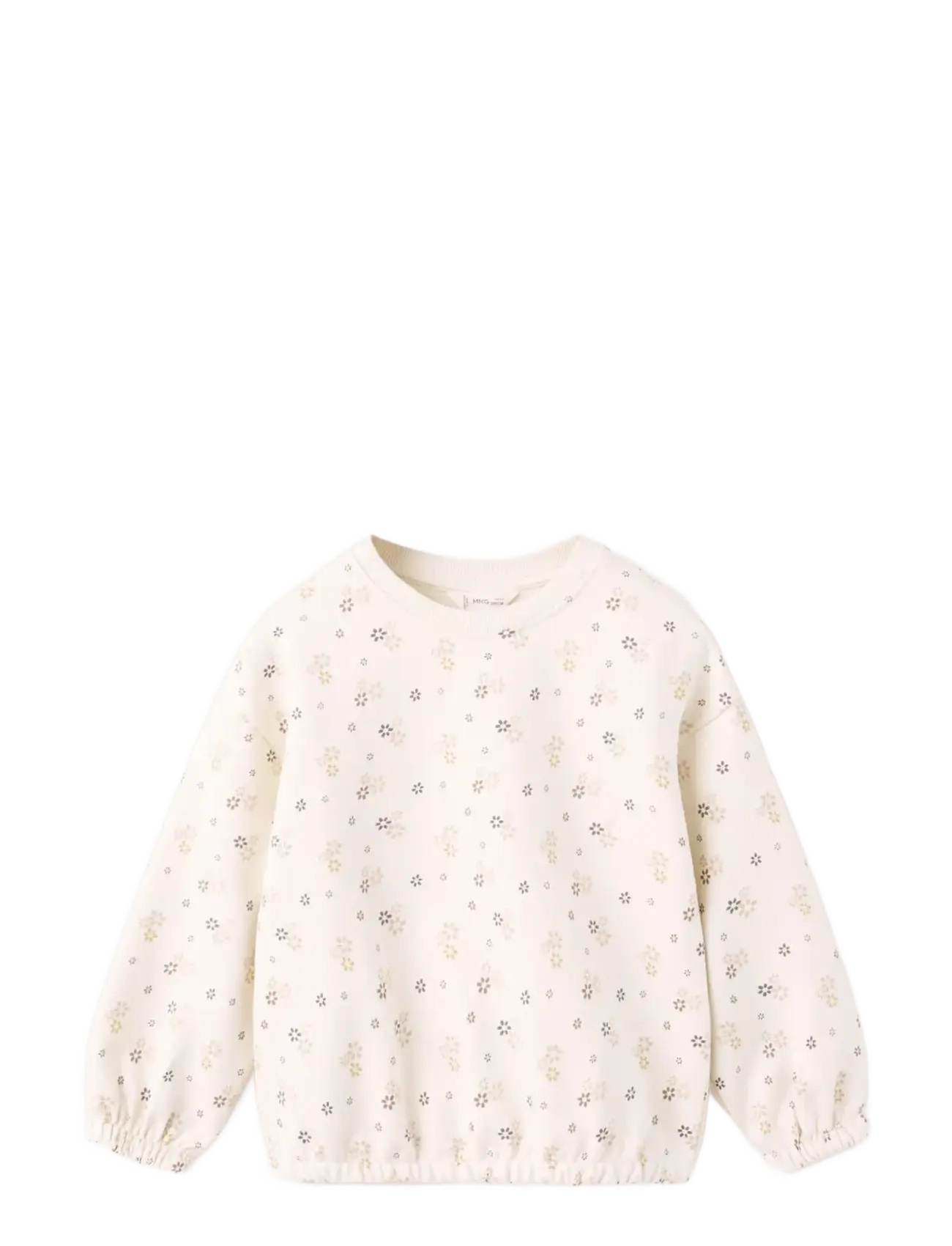 Mango Floral Print Cotton Sweatshirt, Børn, Blomstret Print Sweatshirt, Cream, Str: 5-6
