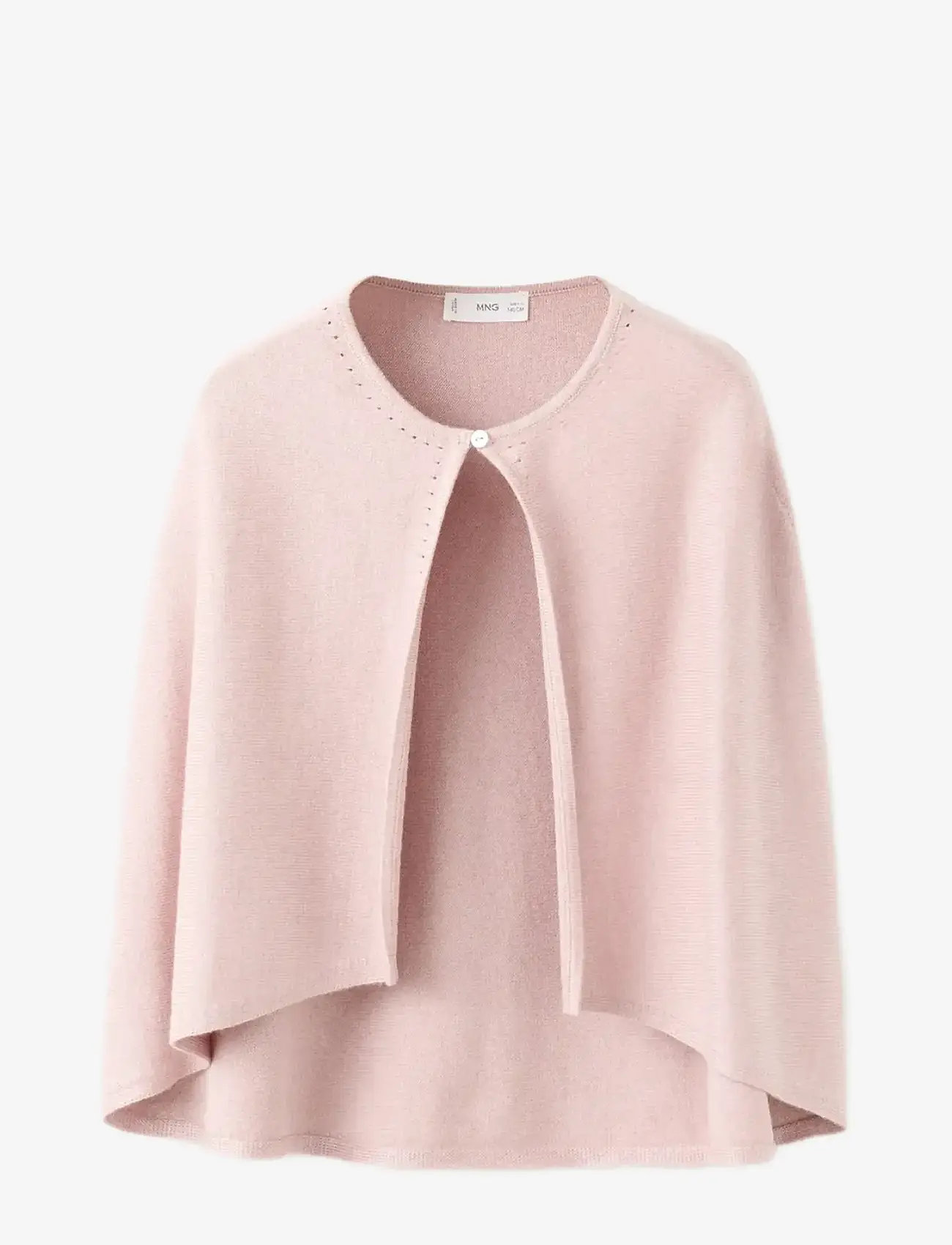 Mango - Knitted cape with lace details - koftor - lt-pastel pink - 0
