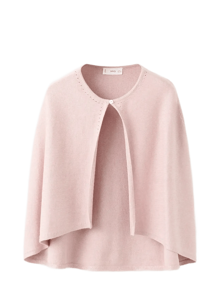 Mango - Knitted cape with lace details - koftor - lt-pastel pink - 0