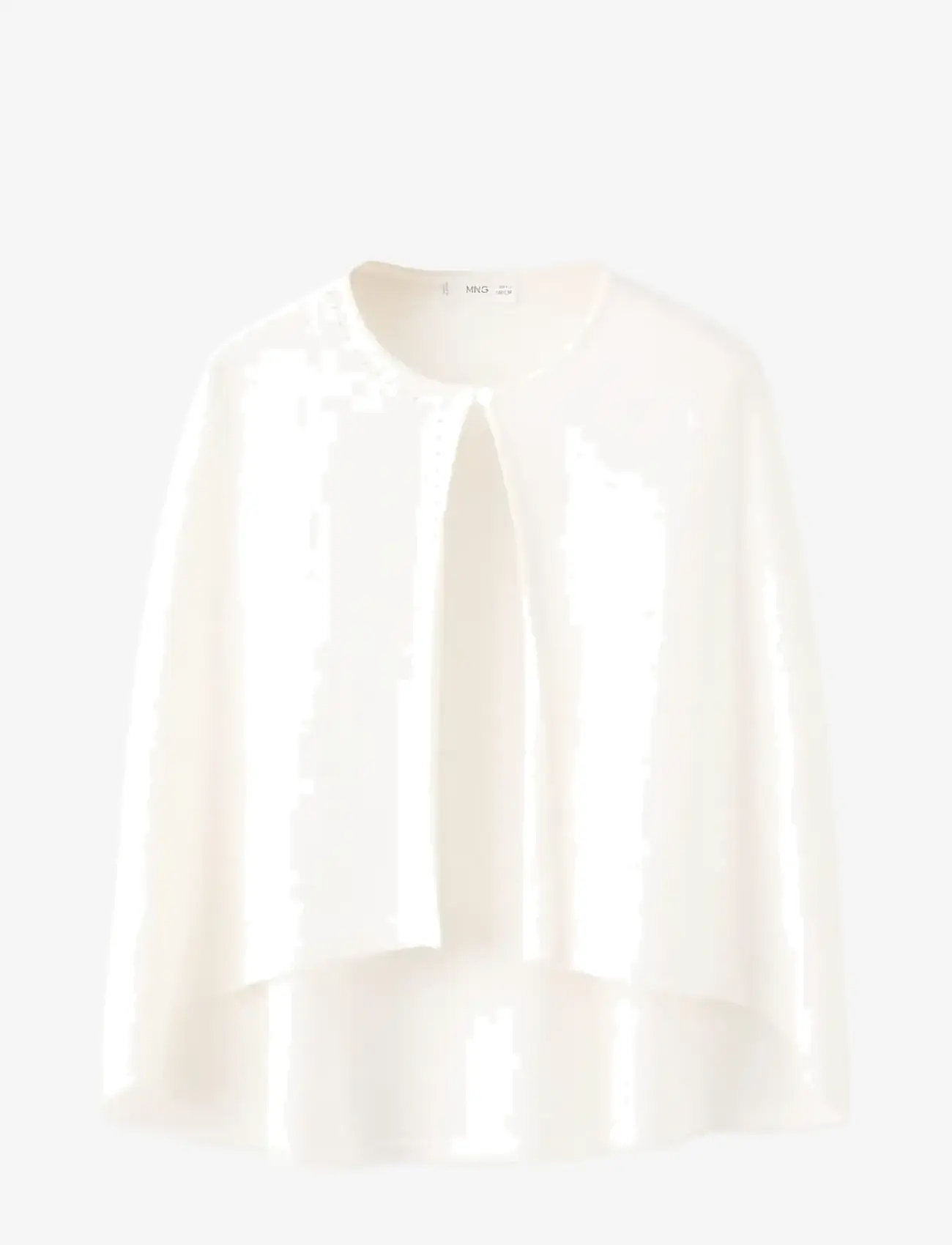 Mango - Knitted cape with lace details - cardigans - natural white - 0