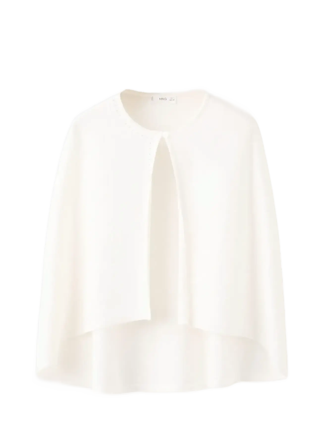 Mango Knitted cape with lace details - Strik - NATURAL WHITE / cream