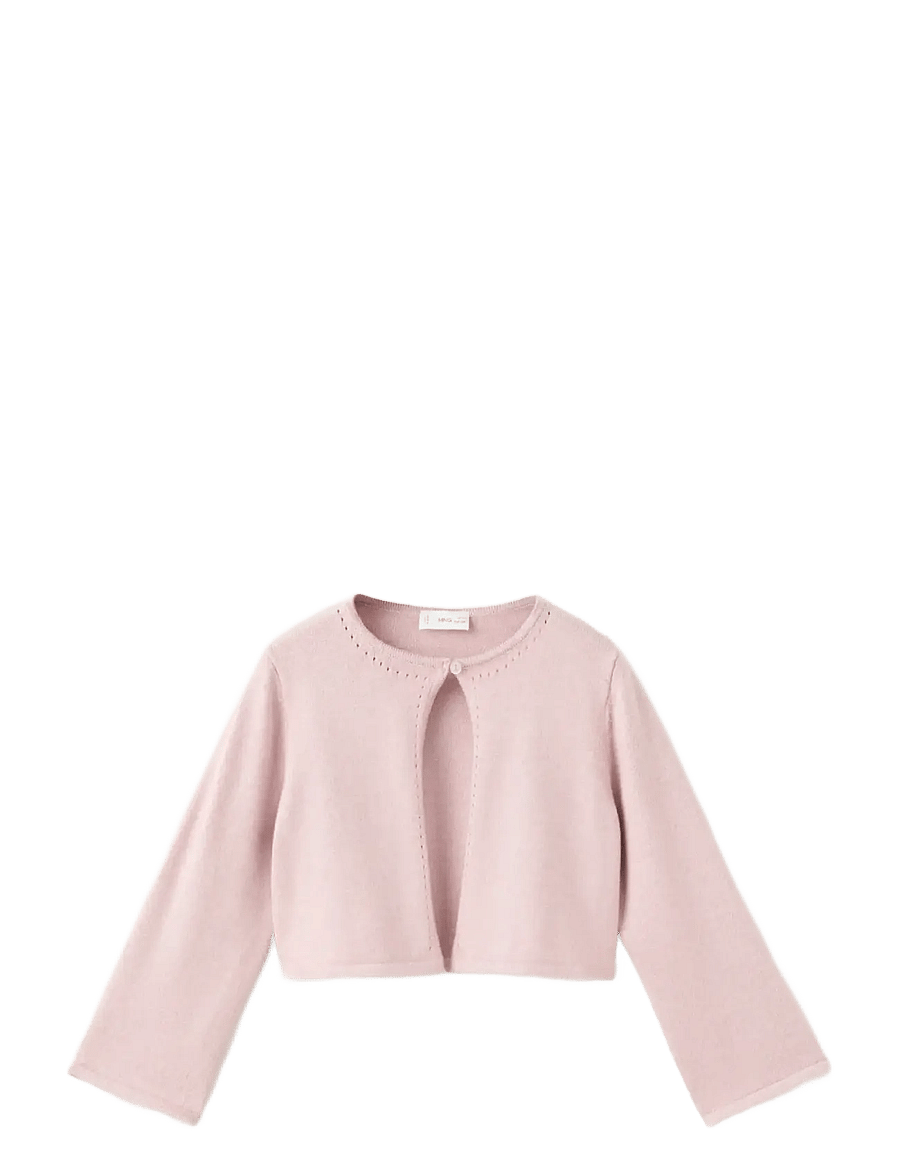 Mango - Openwork detail knit cardigan - koftor - lt-pastel pink - 0