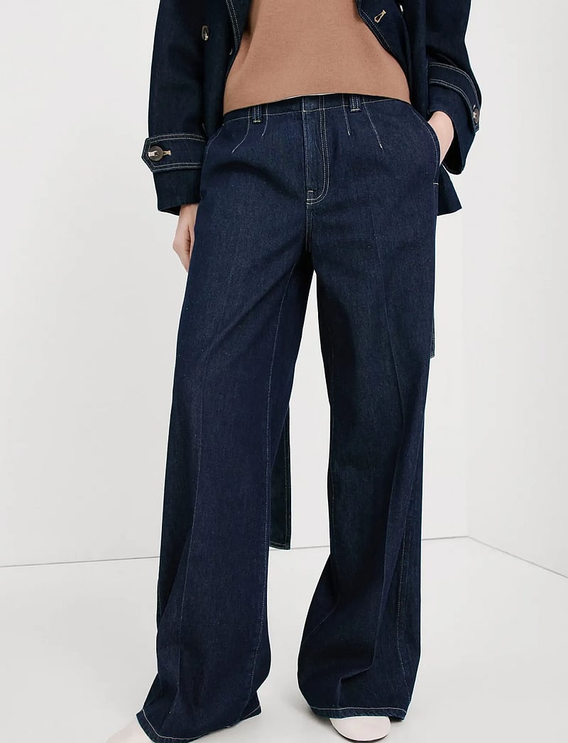 Mango - Wide leg mid-rise jeans - brede jeans - open blue - 0