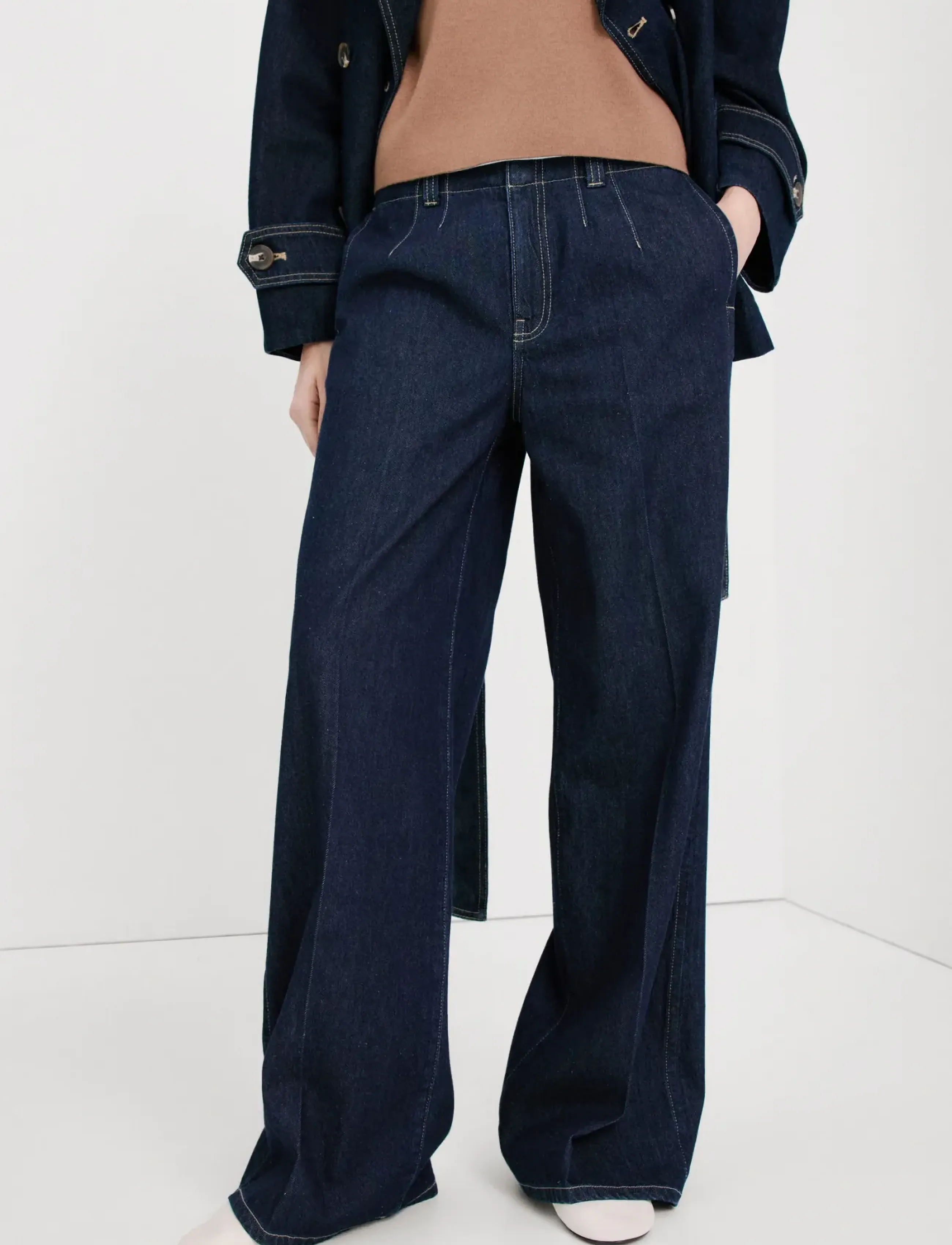 Mango Wide leg mid-rise jeans - Mango - OPEN BLUE / navy
