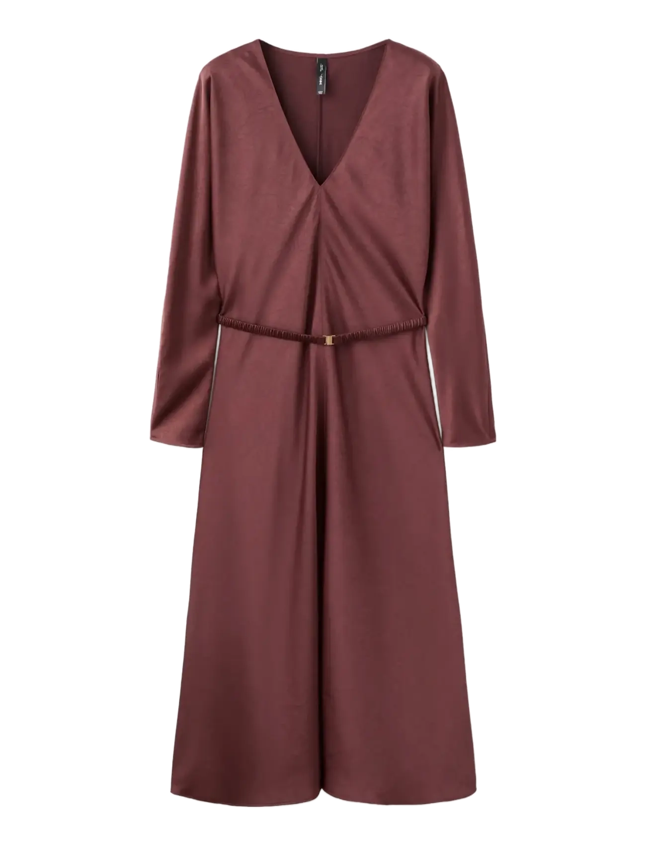 MANGO Belted V-Ausschnitt Kleid Burgundy - S - Damen