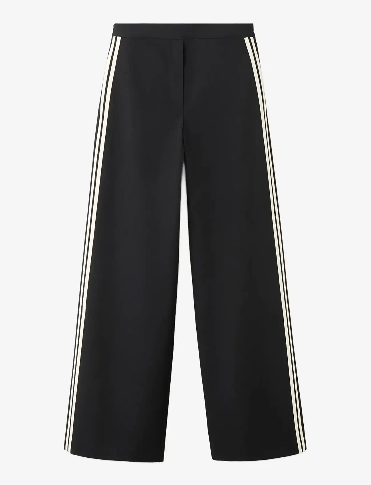Mango - Combined striped trousers - bukser med brede ben - black - 1