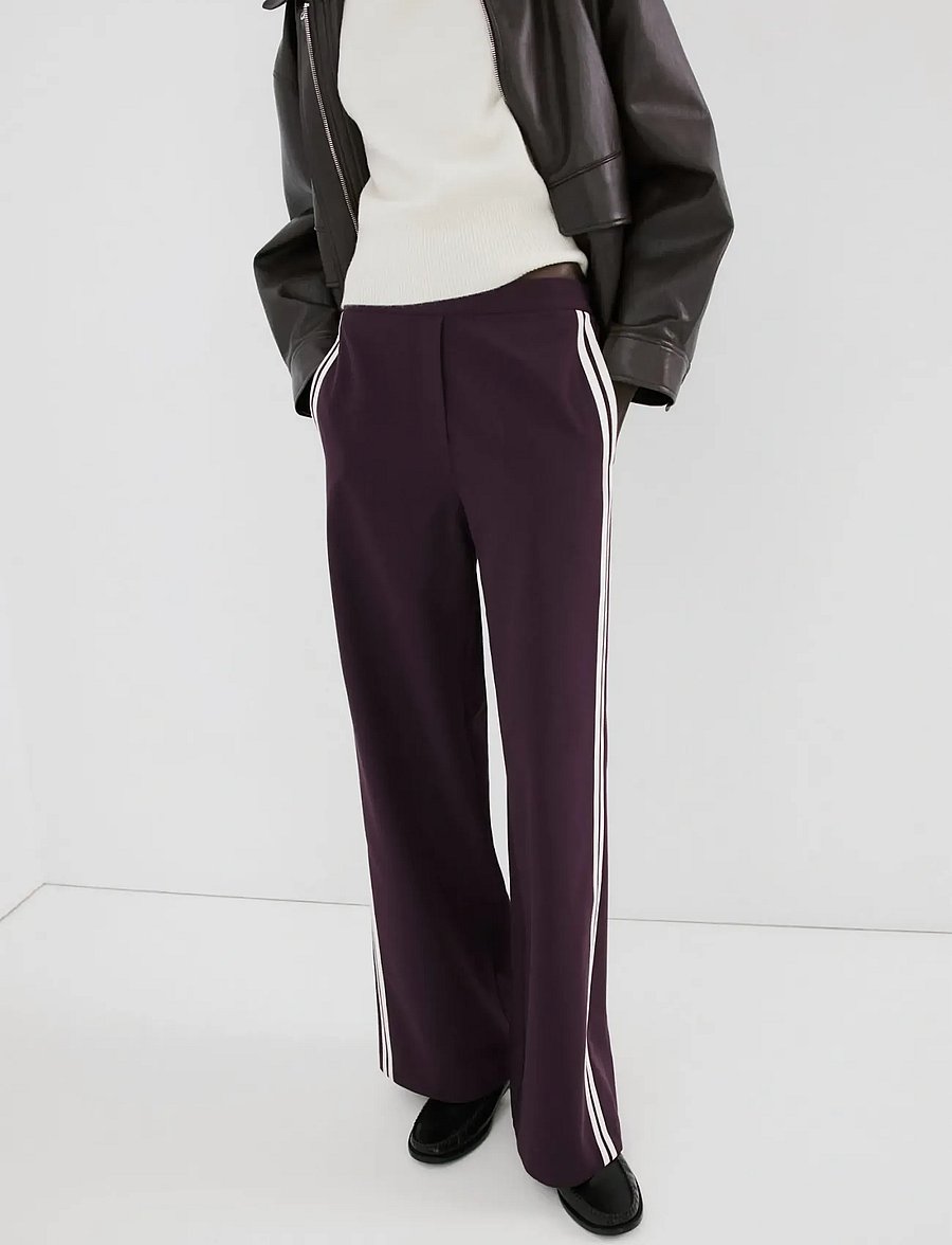 Mango - Combined striped trousers - vida byxor - dark red - 0