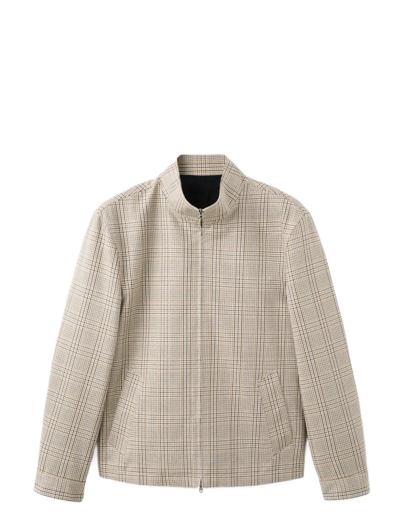 MANGO Prince Of Wales Check Jacke With Funnel Neck Beige - M - Herren
