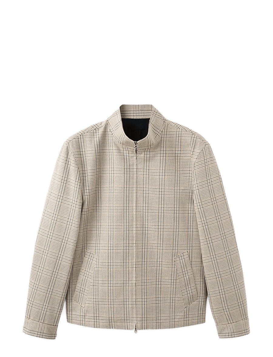 Mango - Prince of Wales check jacket with funnel neck - vårjackor - grey - 1