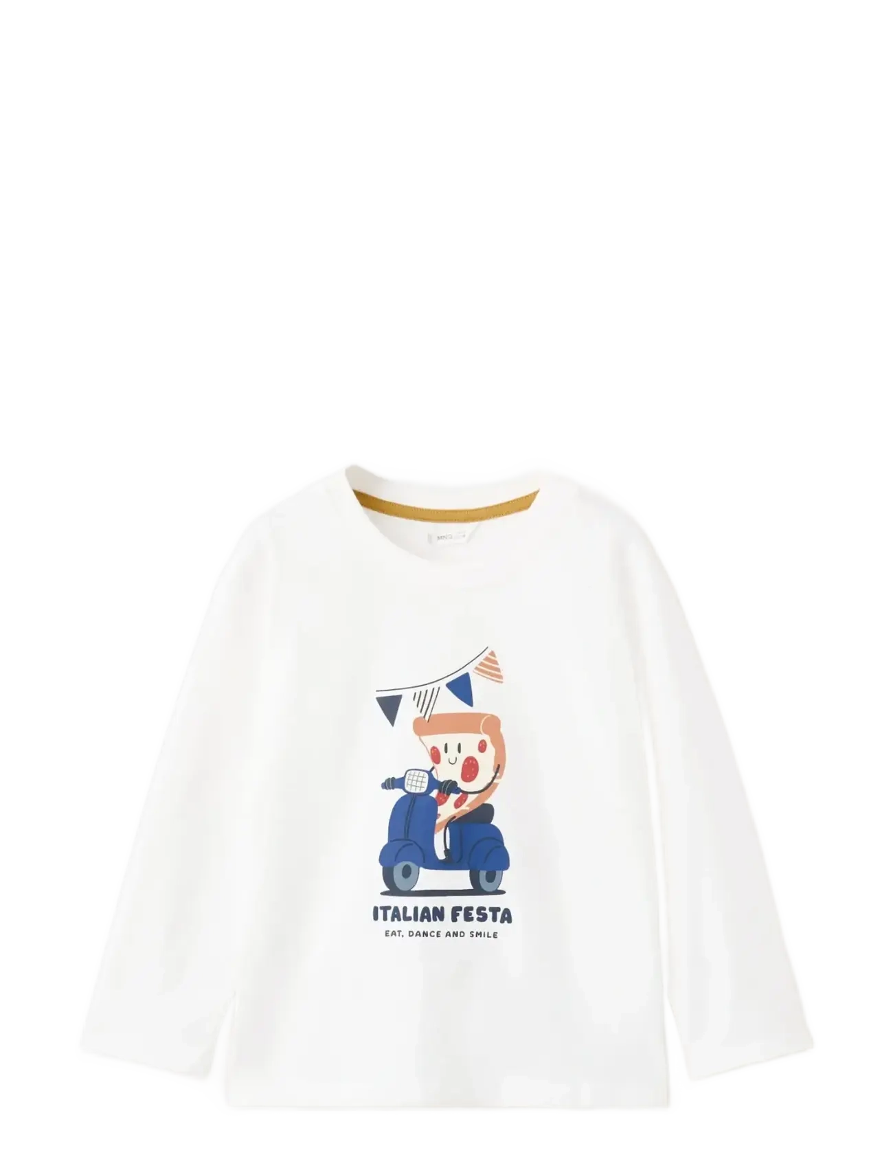 Mango Printed cotton-blend t-shirt - Oberteile - NATURAL WHITE / red