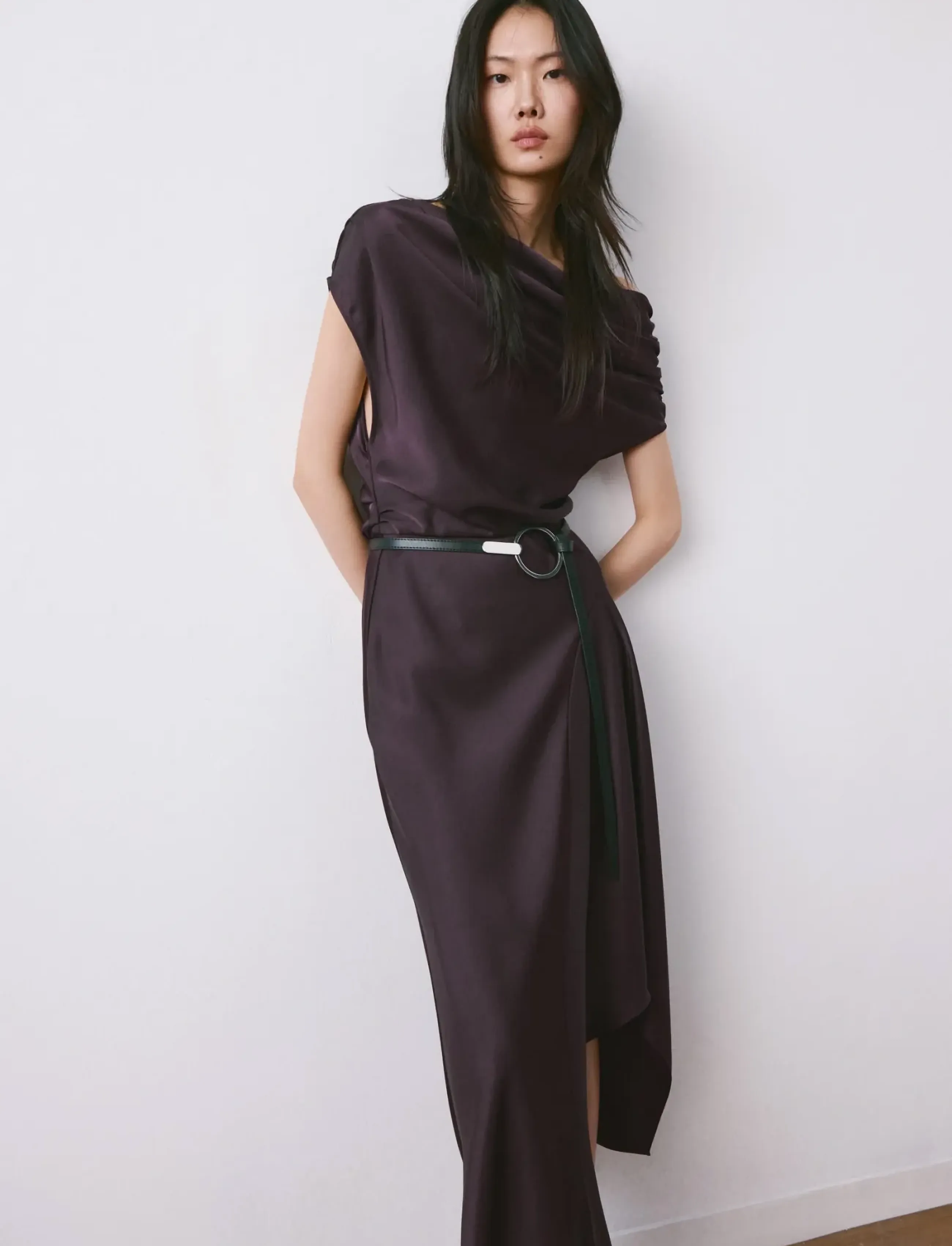Mango Asymmetrical Flared Dress, XL, Dresses, Braun - Knee-length & Midi, Frauen