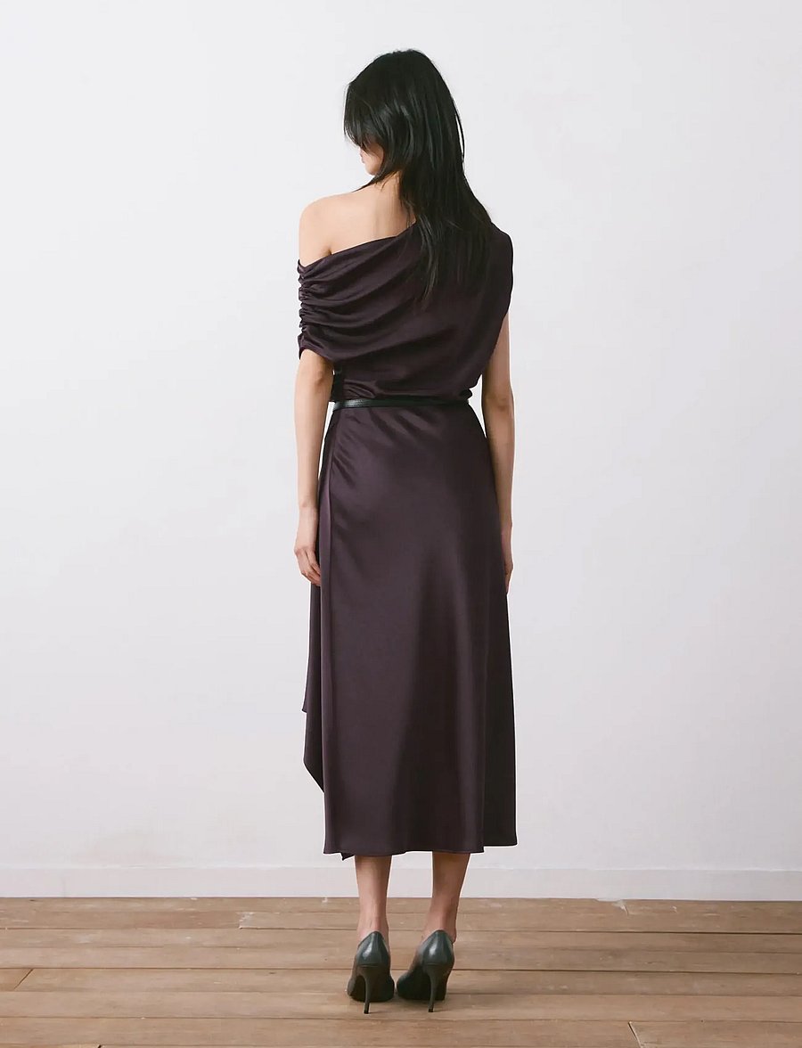 Mango - Asymmetrical flared dress - festkjoler - dark brown - 2