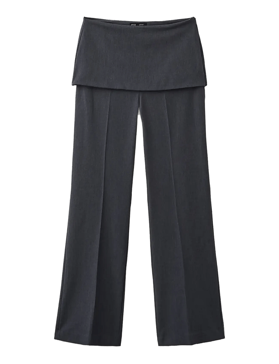 Mango - Straight-leg trousers with a mixed design - raka byxor - grey - 1