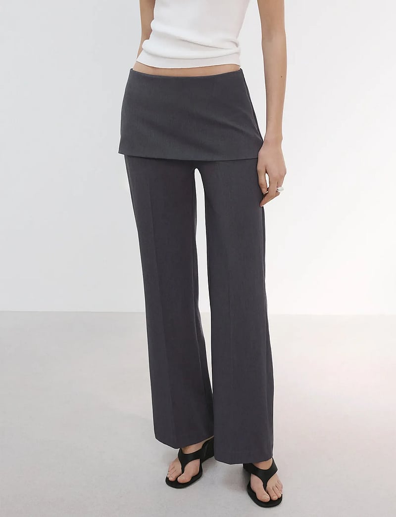 Mango - Straight-leg trousers with a mixed design - bukser med lige ben - grey - 0