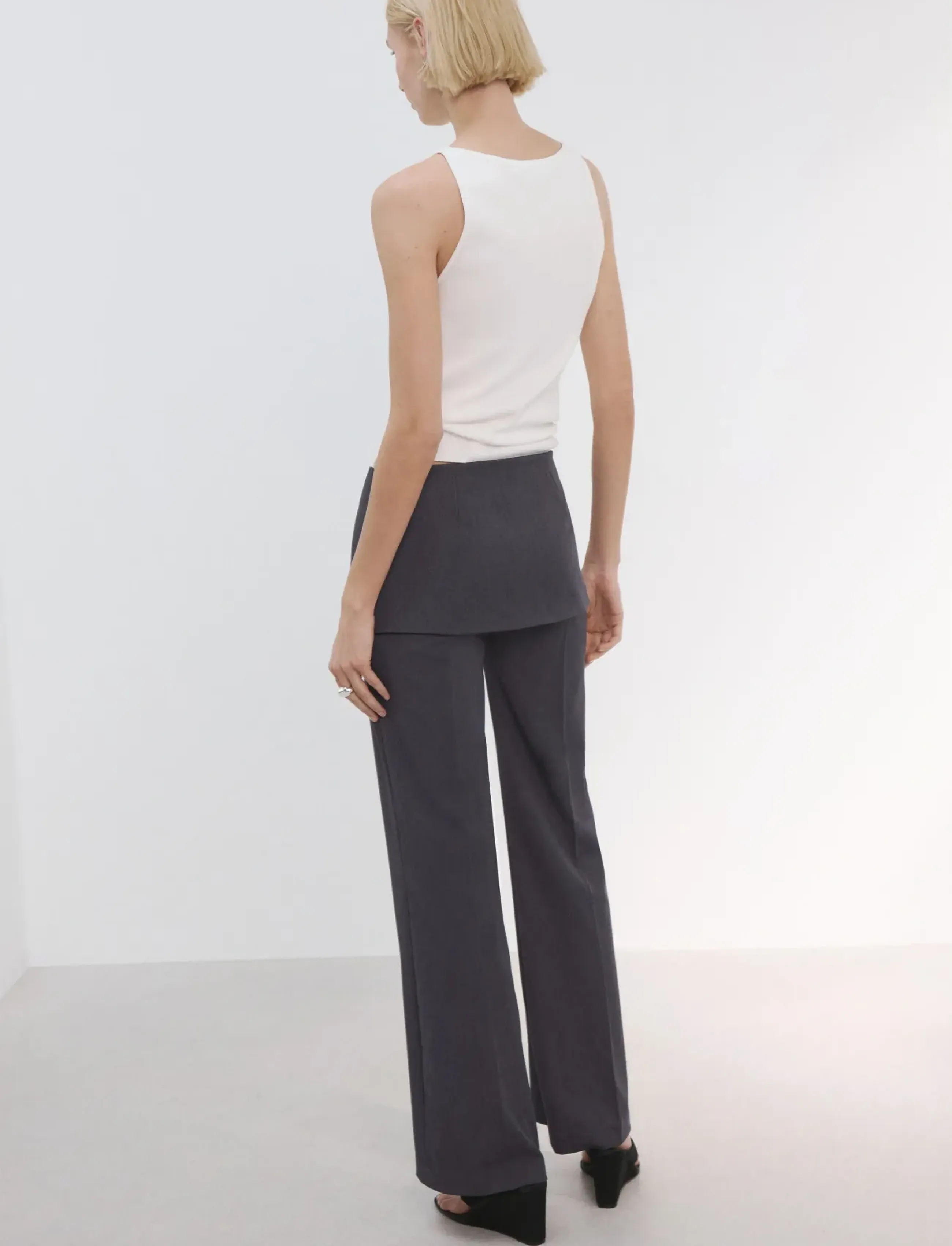 Mango - Straight-leg trousers with a mixed design - bukser med lige ben - grey - 2