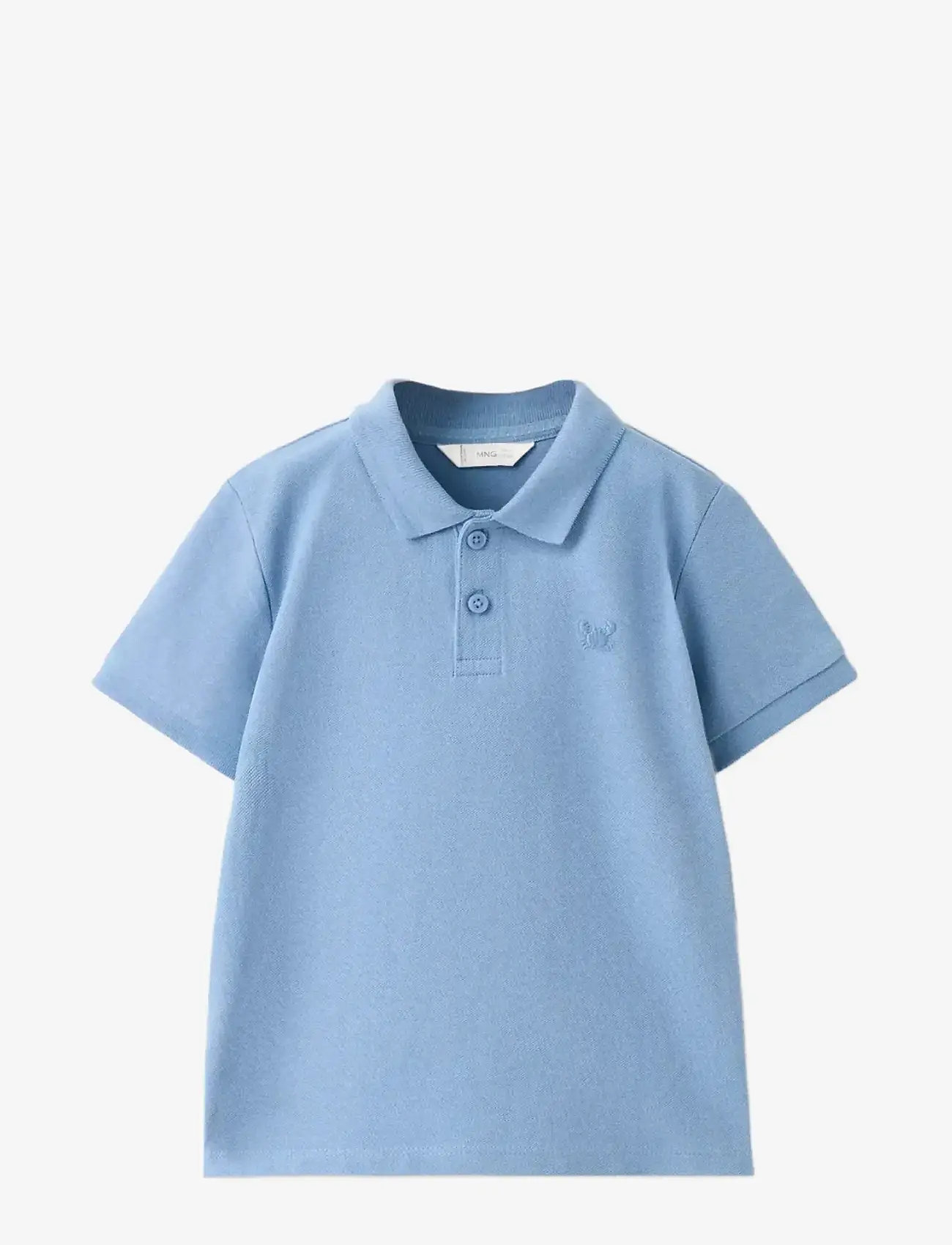 Mango - Short-sleeved cotton polo shirt - kortærmede poloer - medium blue - 0