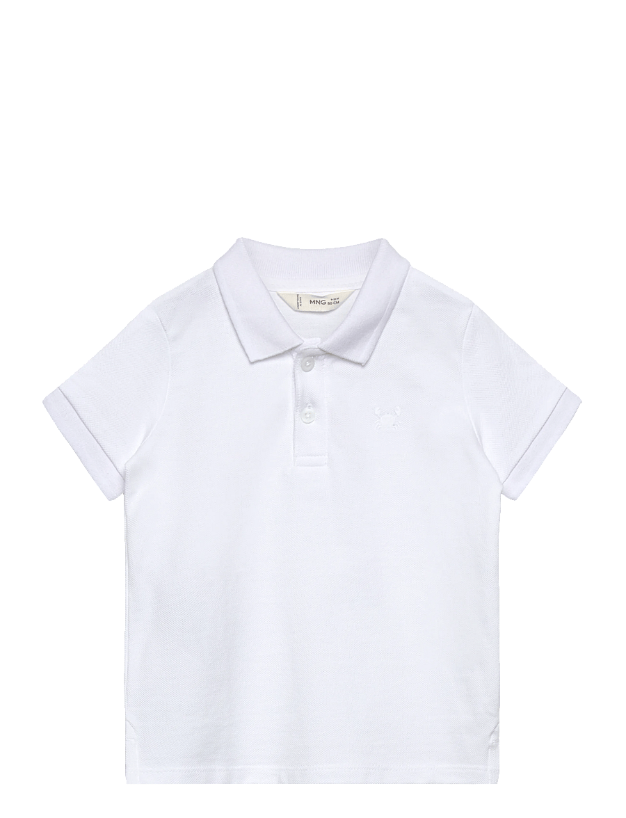 Mango - Short-sleeved cotton polo shirt - kortärmade pikéer - white - 0