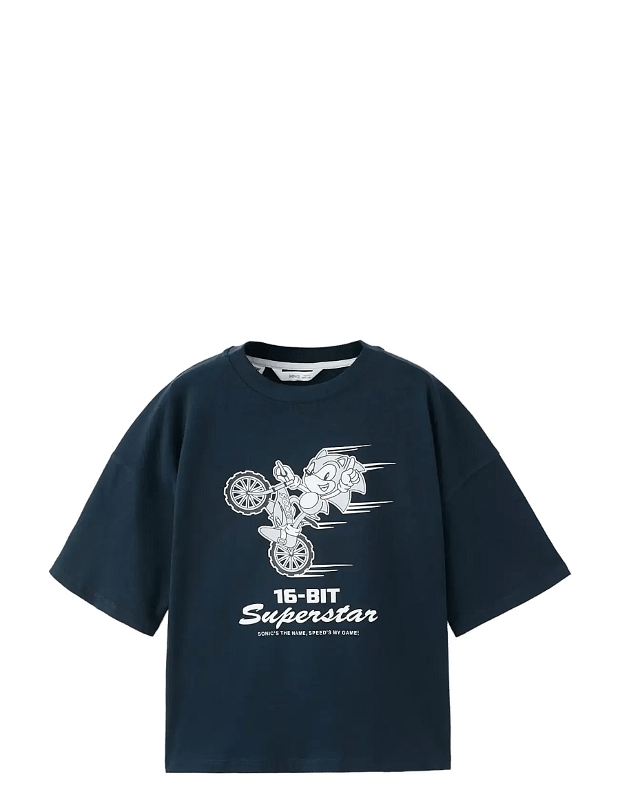 Mango - Sonic cotton t-shirt - kortärmade t-shirts - navy - 0