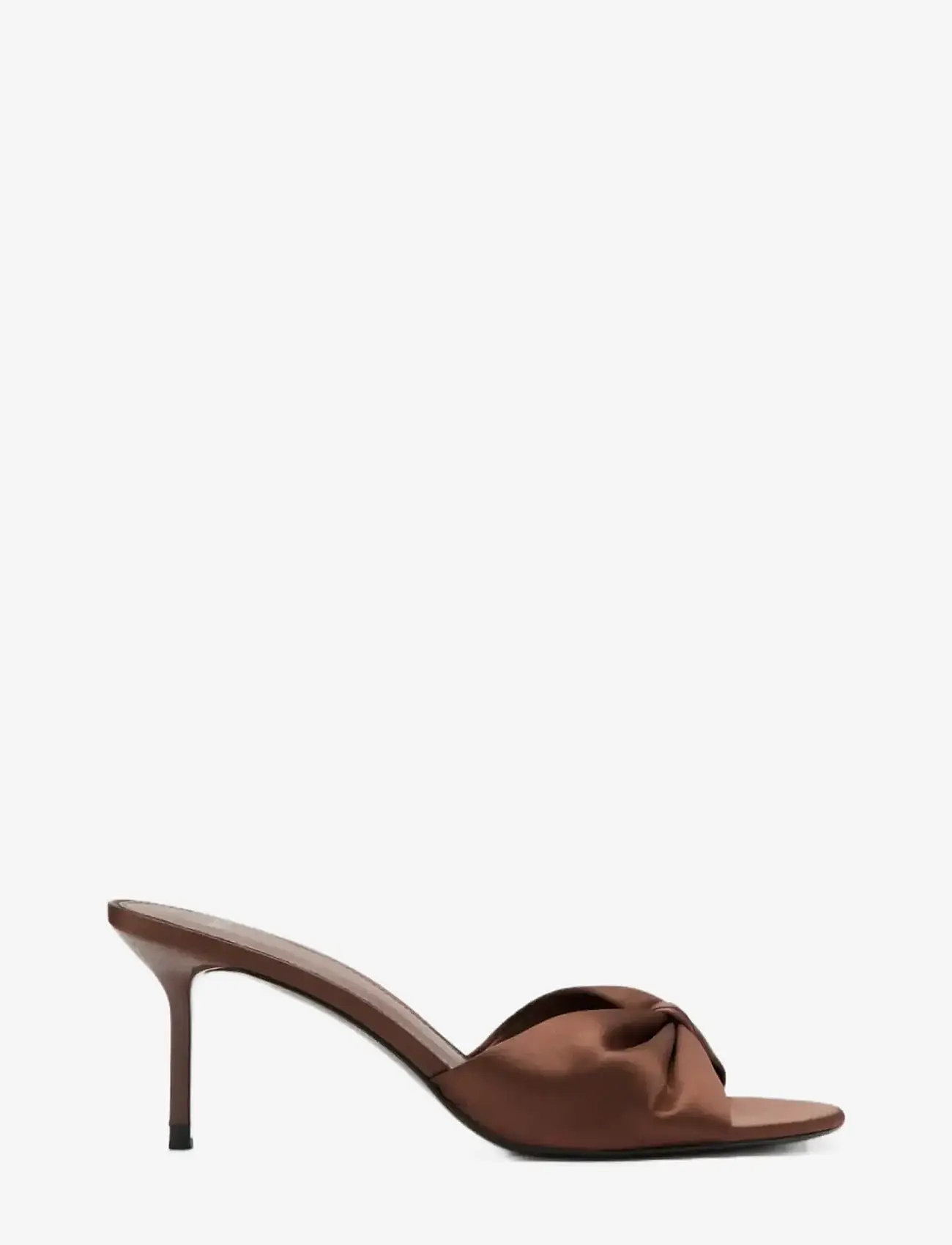 Mango - Satin-finish sandals with bow - mules med klack - dark brown - 0