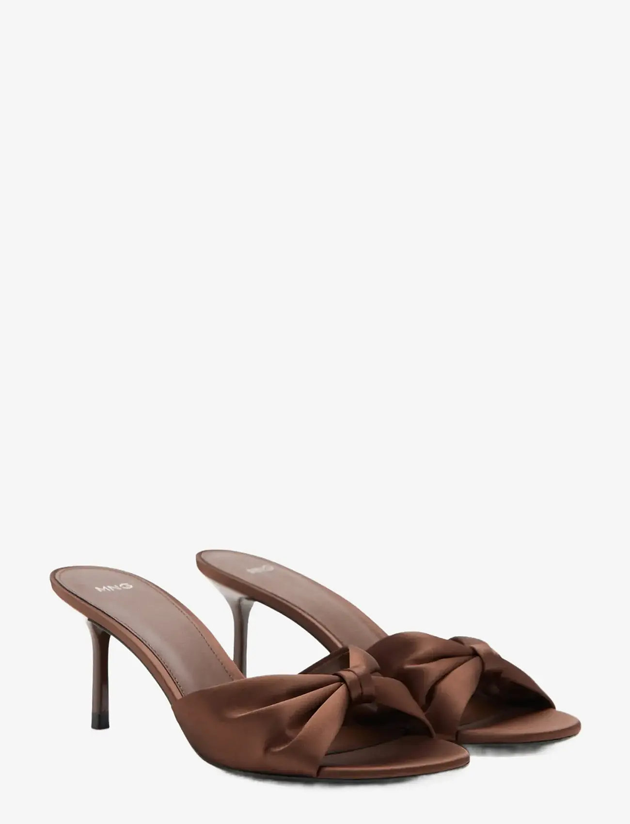 Mango - Satin-finish sandals with bow - mules med klack - dark brown - 1