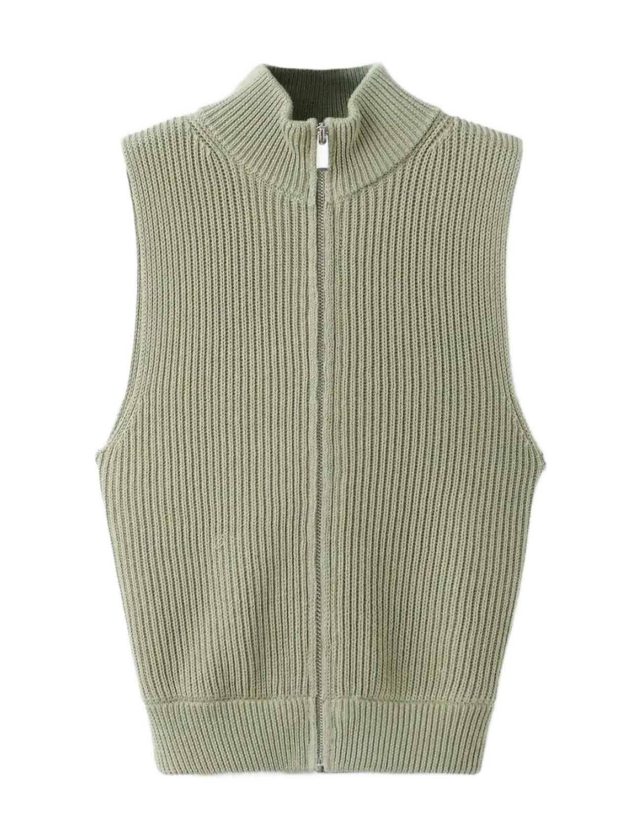 Mango Ribbed knitted top with zip - Kleidung - BEIGE - KHAKI / khaki/green