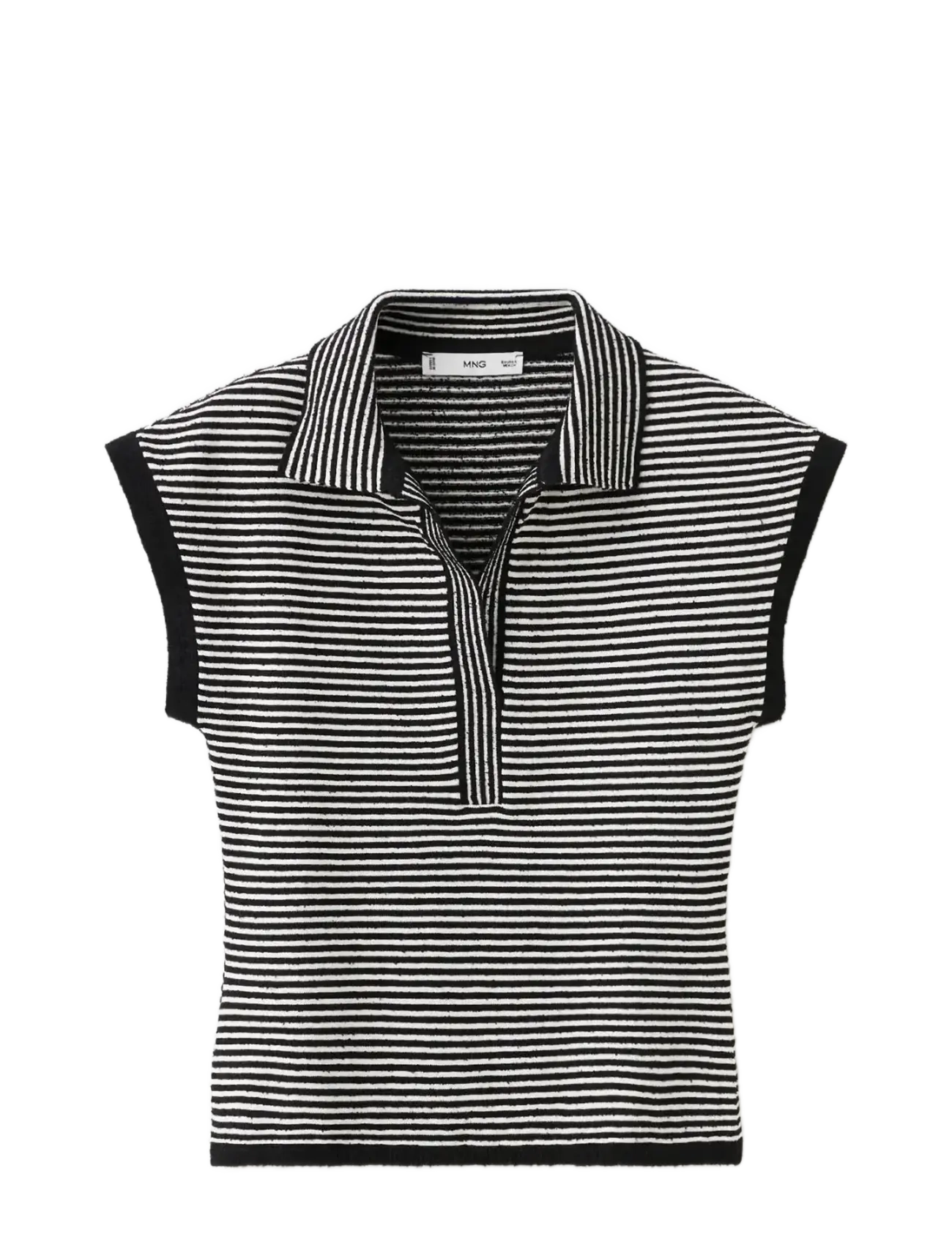 MANGO Gestreift Polo-Neck Pullover Schwarz - M - Damen