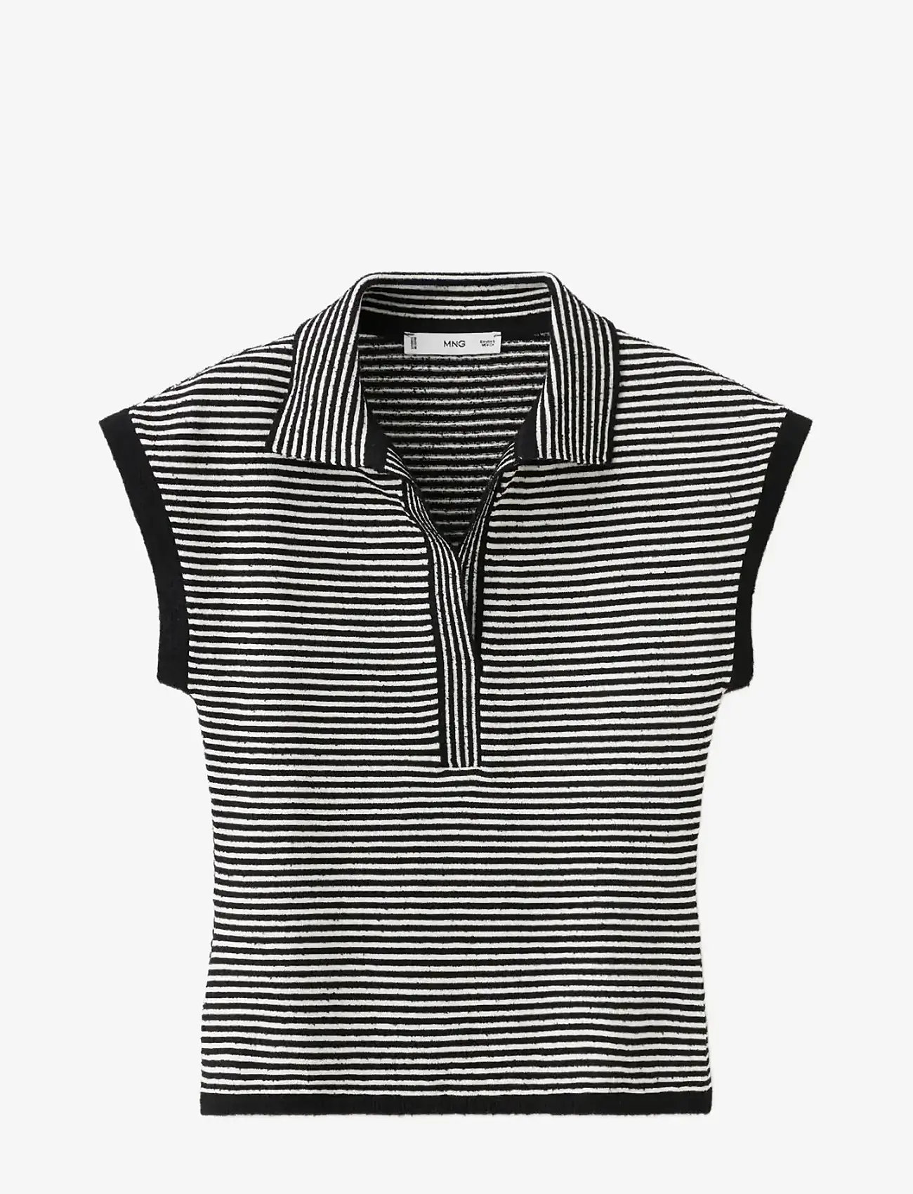Mango - Striped polo-neck sweater - poloer - black - 1