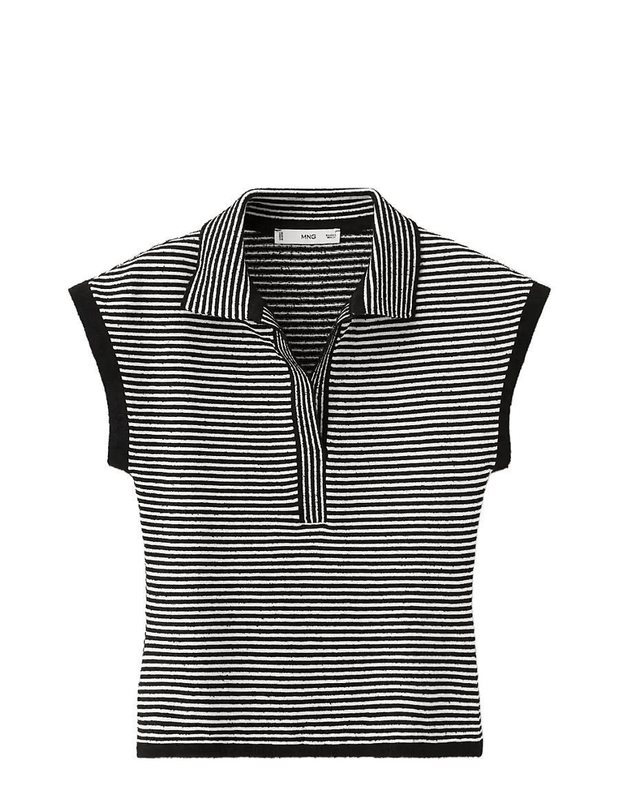 Mango - Striped polo-neck sweater - pikéer - black - 1