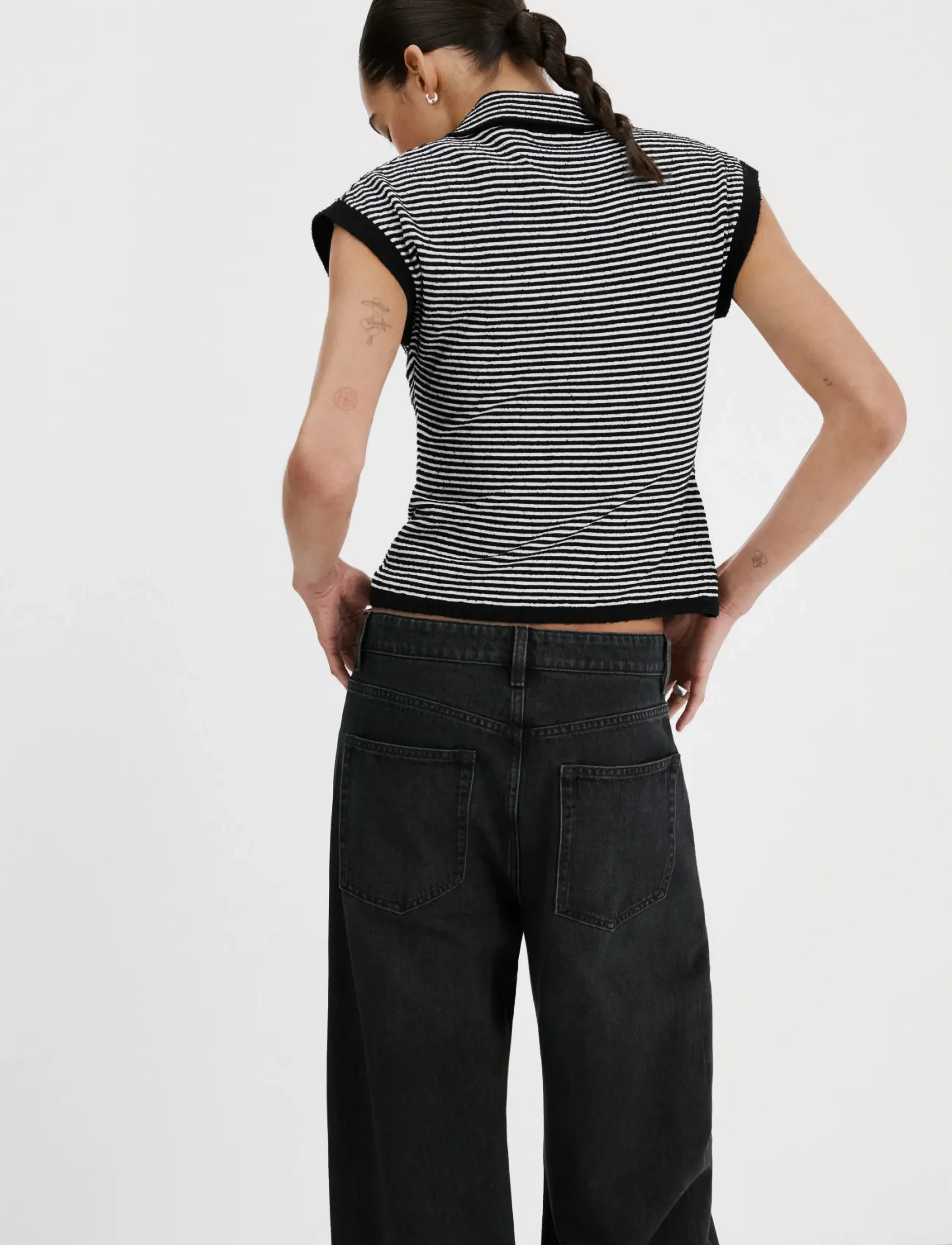 Mango - Striped polo-neck sweater - pikéer - black - 2
