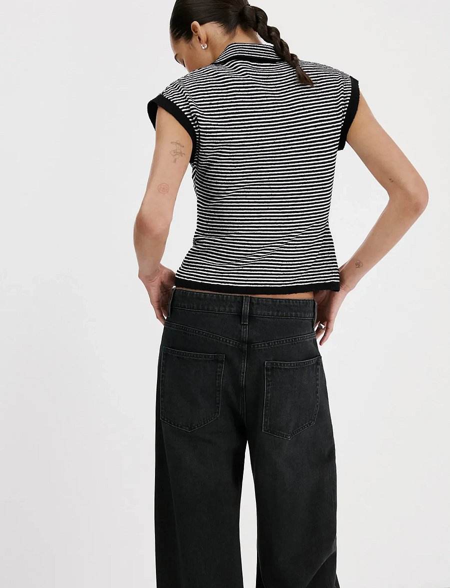 Mango - Striped polo-neck sweater - pikéer - black - 2