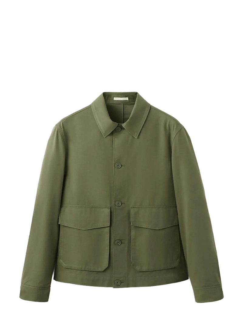 Mango - Lightweight cotton lyocell jacket - forårsjakker - beige - khaki - 1