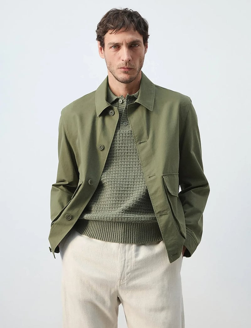 Mango - Lightweight cotton lyocell jacket - forårsjakker - beige - khaki - 0