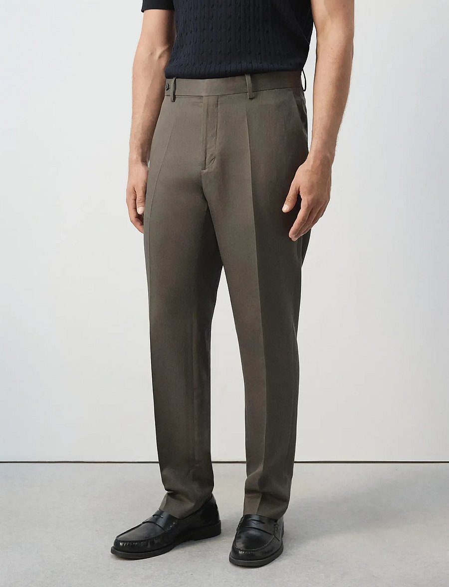Mango - Slim-fit lyocell linen trousers - linnebyxor - medium brown - 0