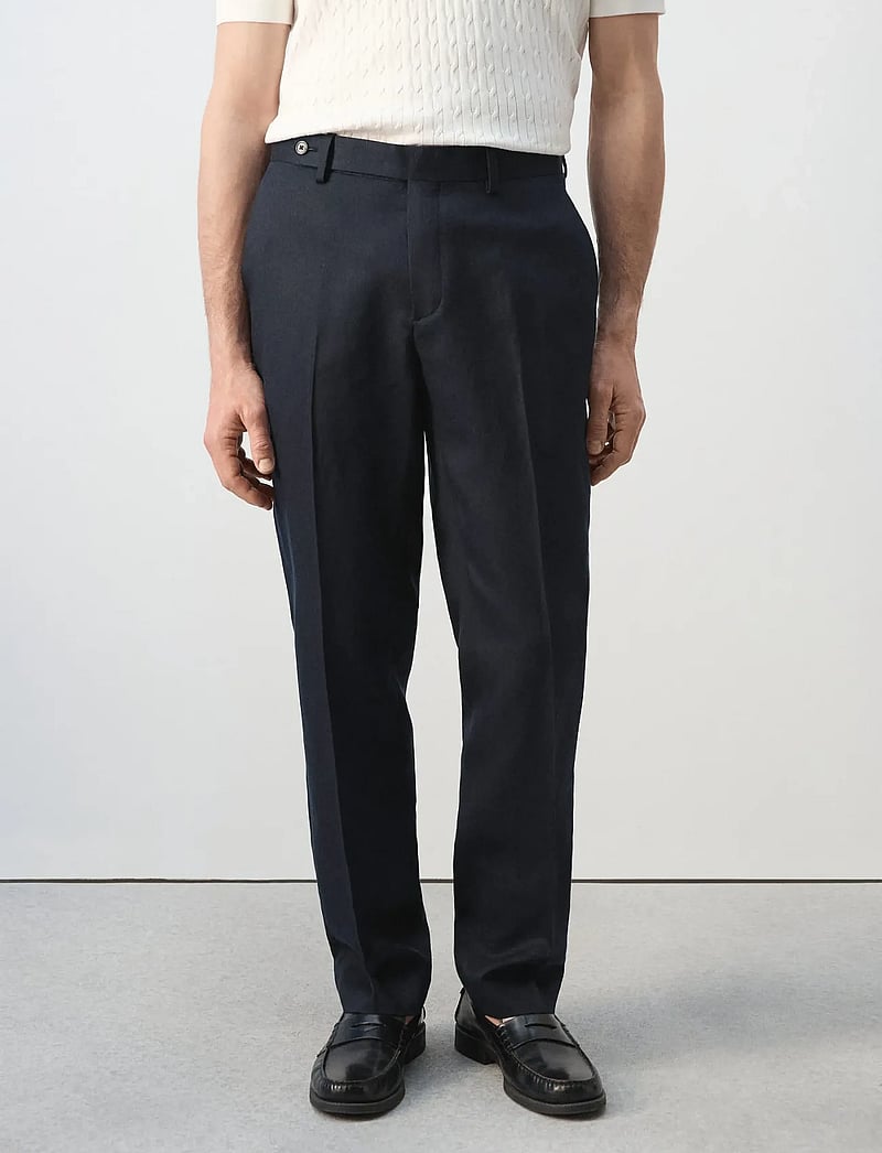 Mango - Slim-fit lyocell linen trousers - hørbukser - navy - 0