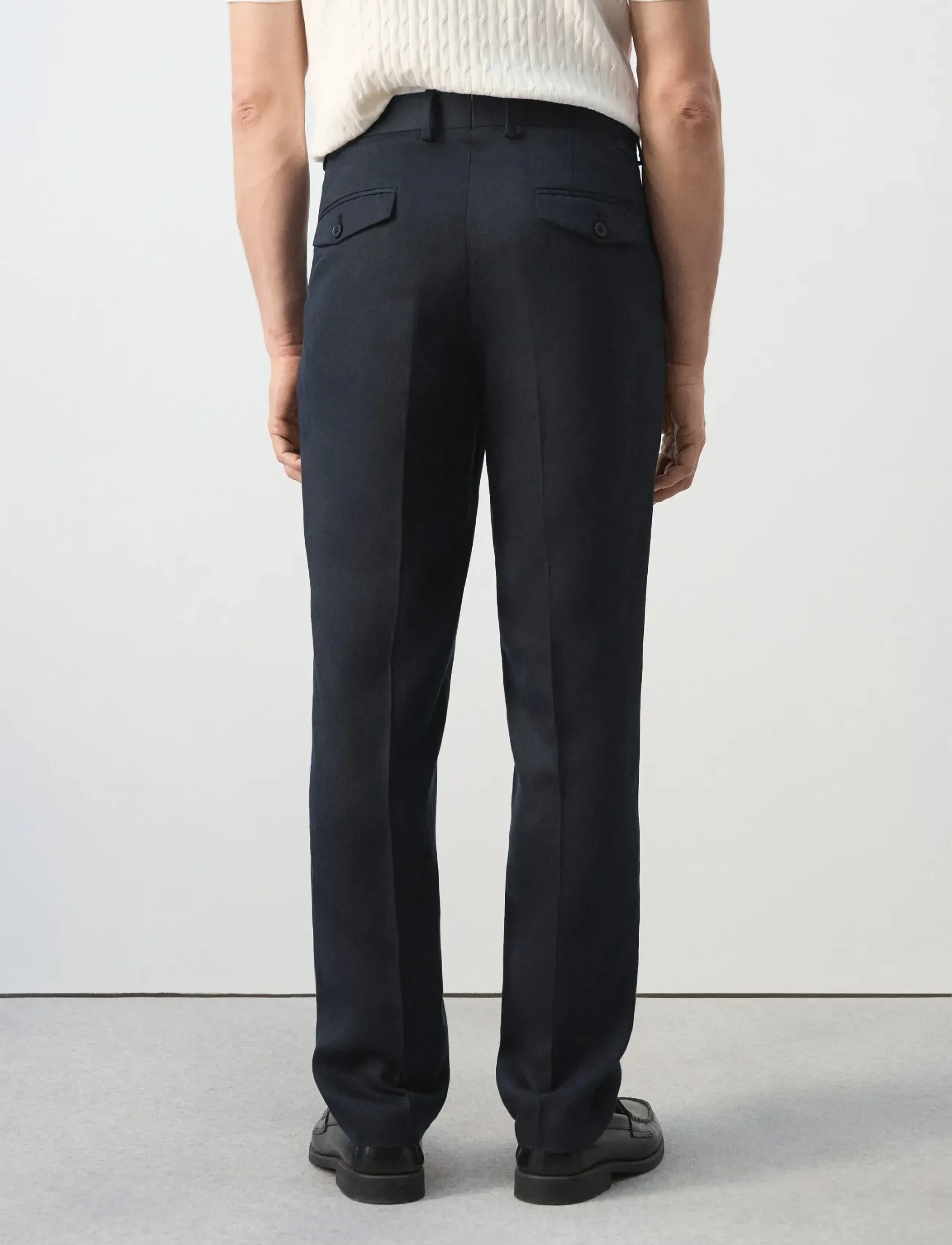 Mango - Slim-fit lyocell linen trousers - hørbukser - navy - 2